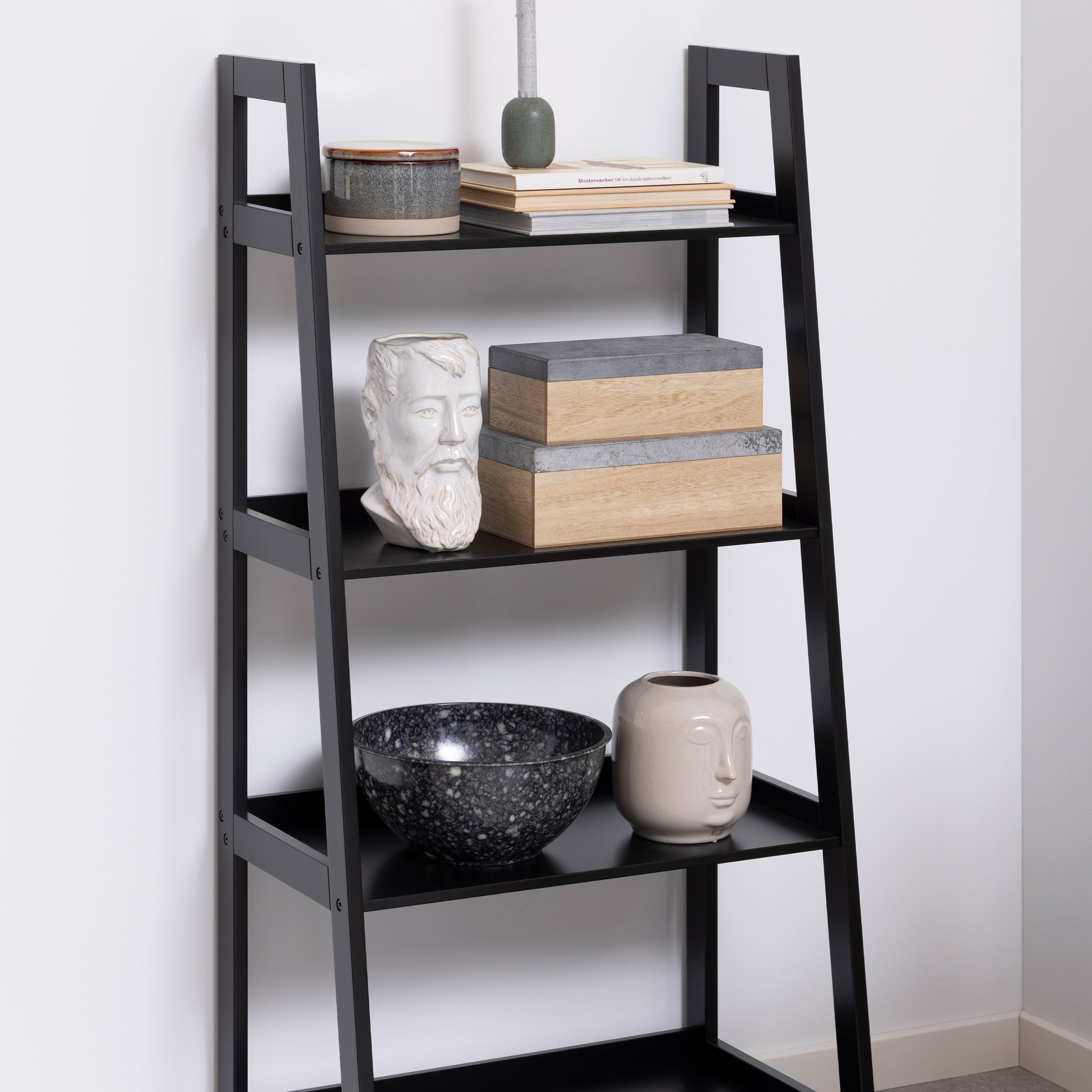 Wally Bookcase with 4 Shelves in Black – FTG, view 5