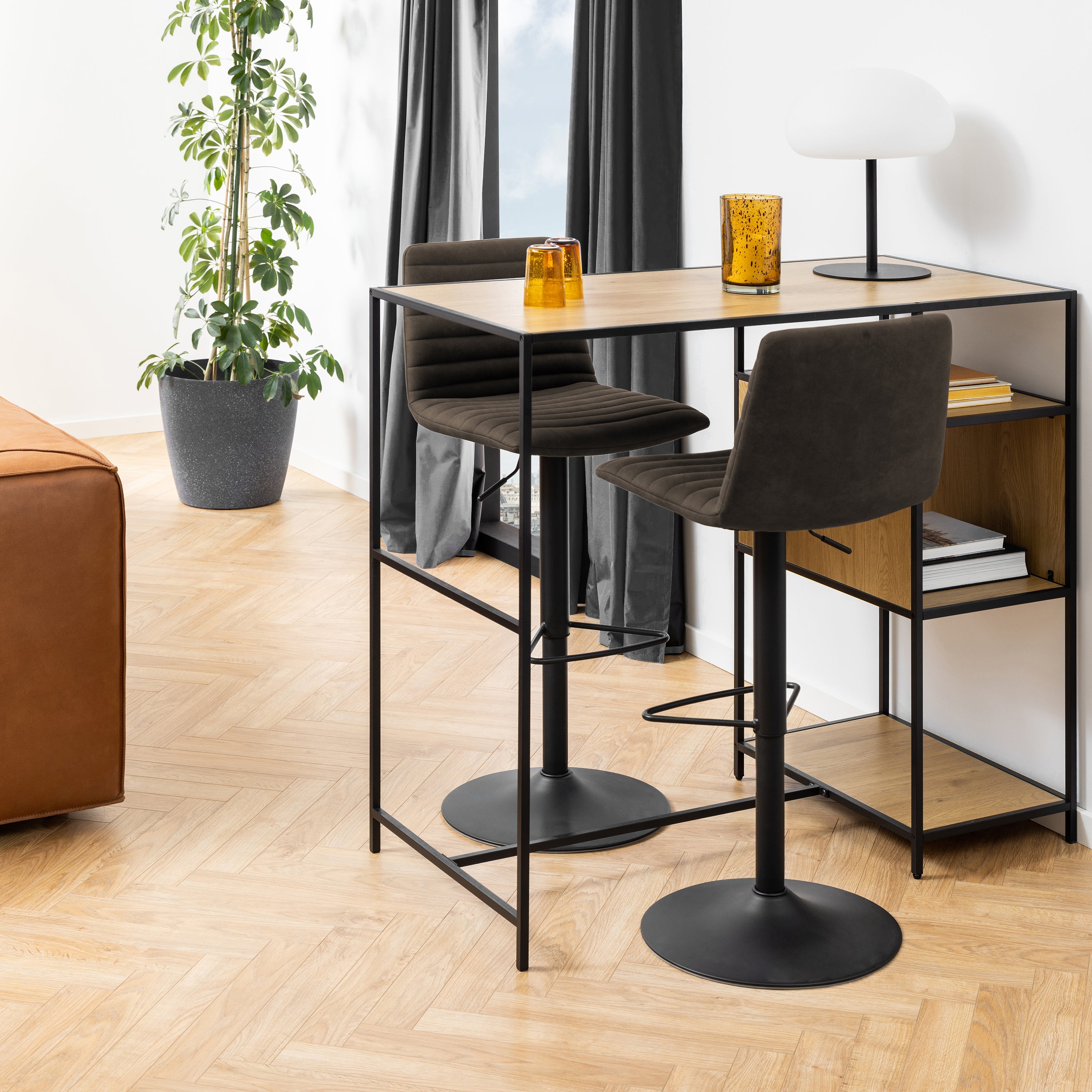 Kimmy Bar Stool in Grey Fabic Set of 2 – FTG, view 5