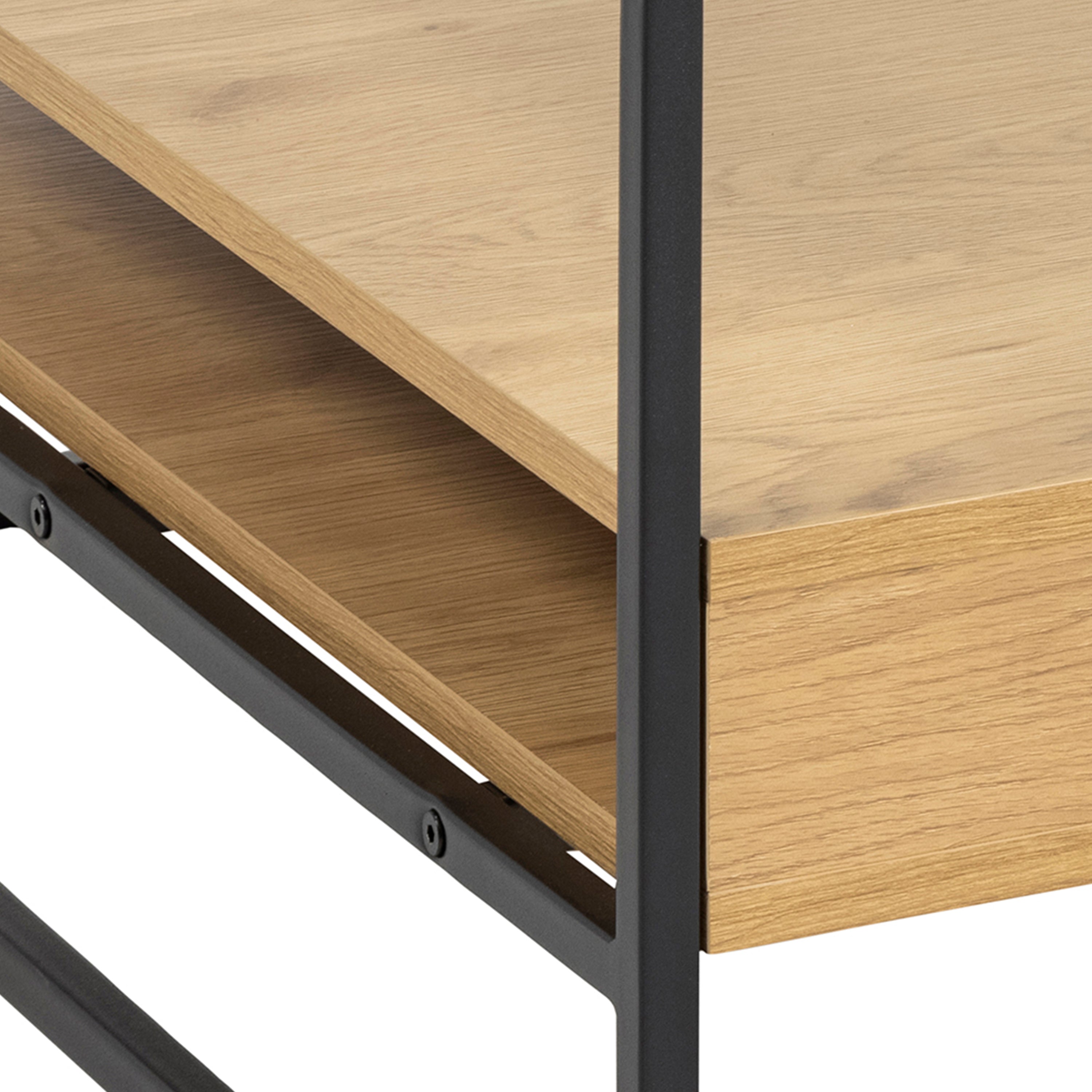 Randolf Square Coffee Table with 2 Shelves in Black and Oak – FTG, view 7
