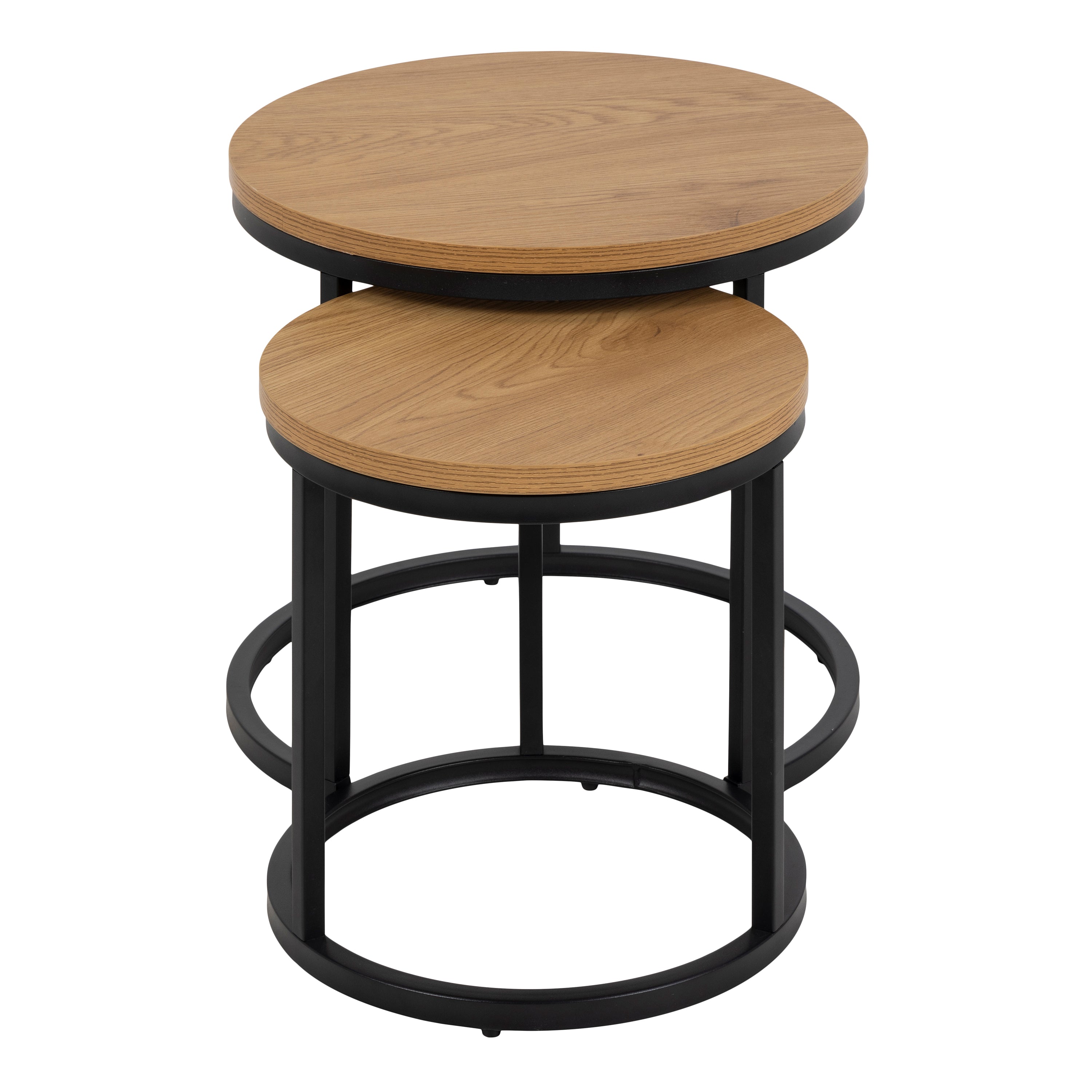 Spiro Round Nest of Tables in Oak – FTG, view 2