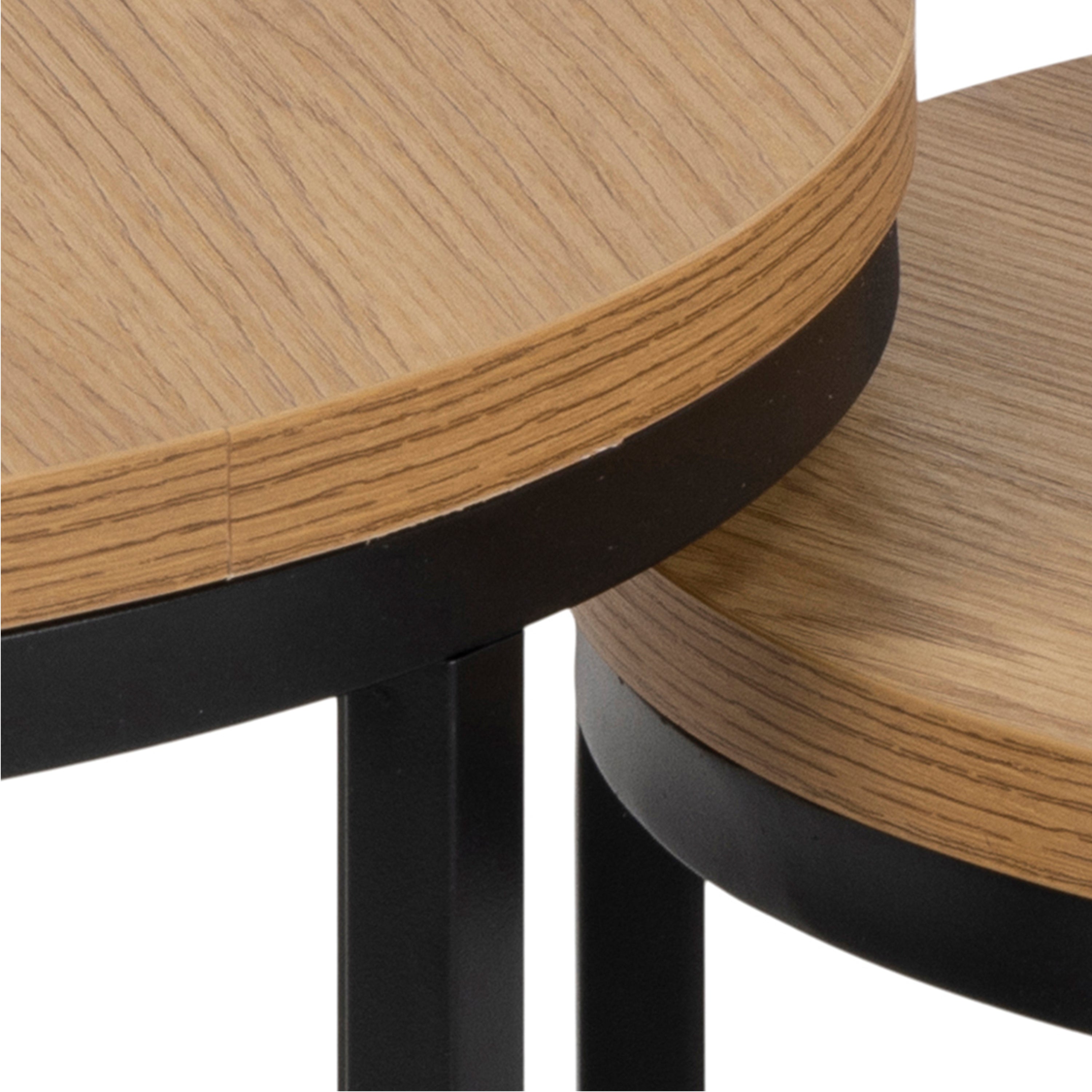 Spiro Round Nest of Tables in Oak – FTG, view 6