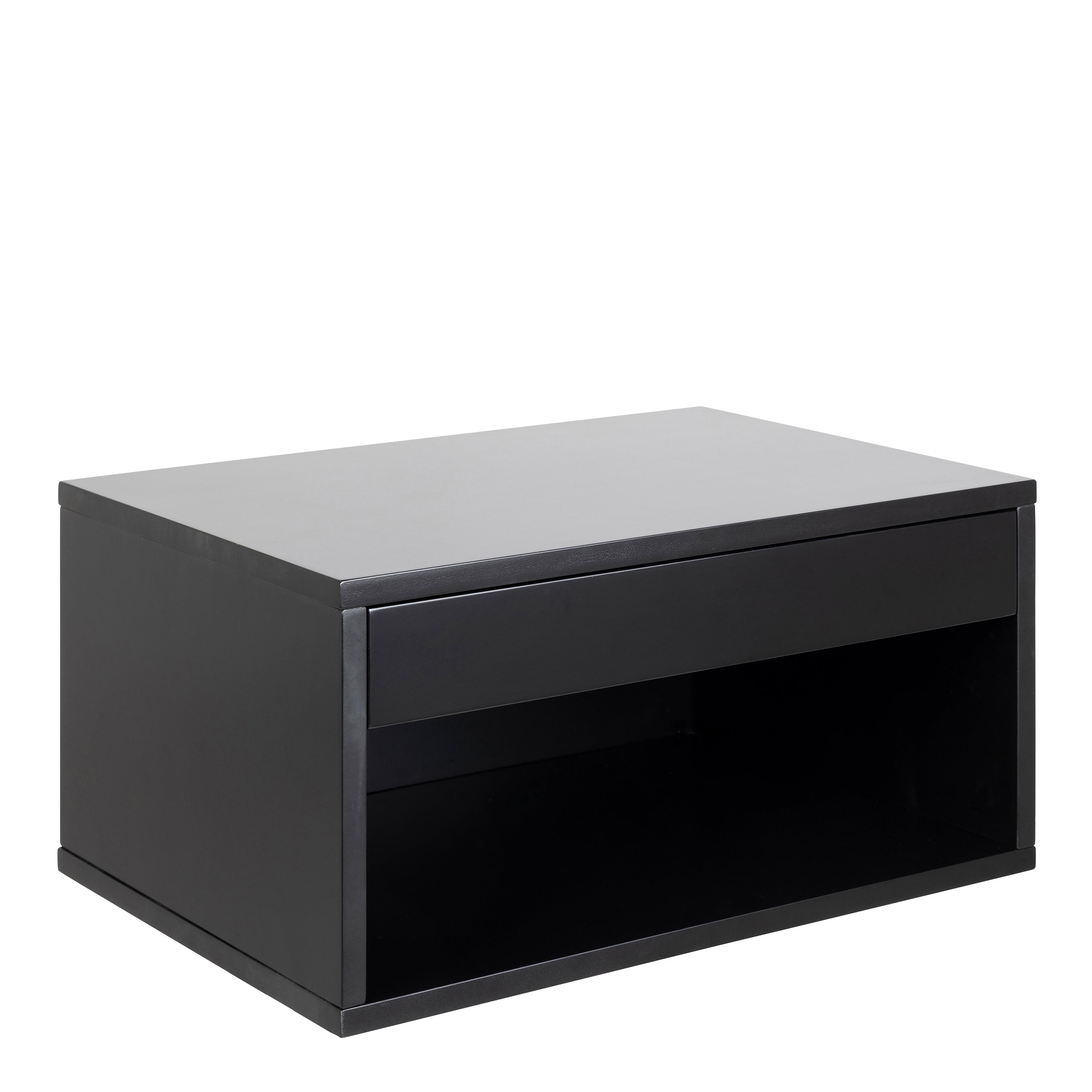 Cholet Square Bedside Table with 1 Drawer in Black – FTG