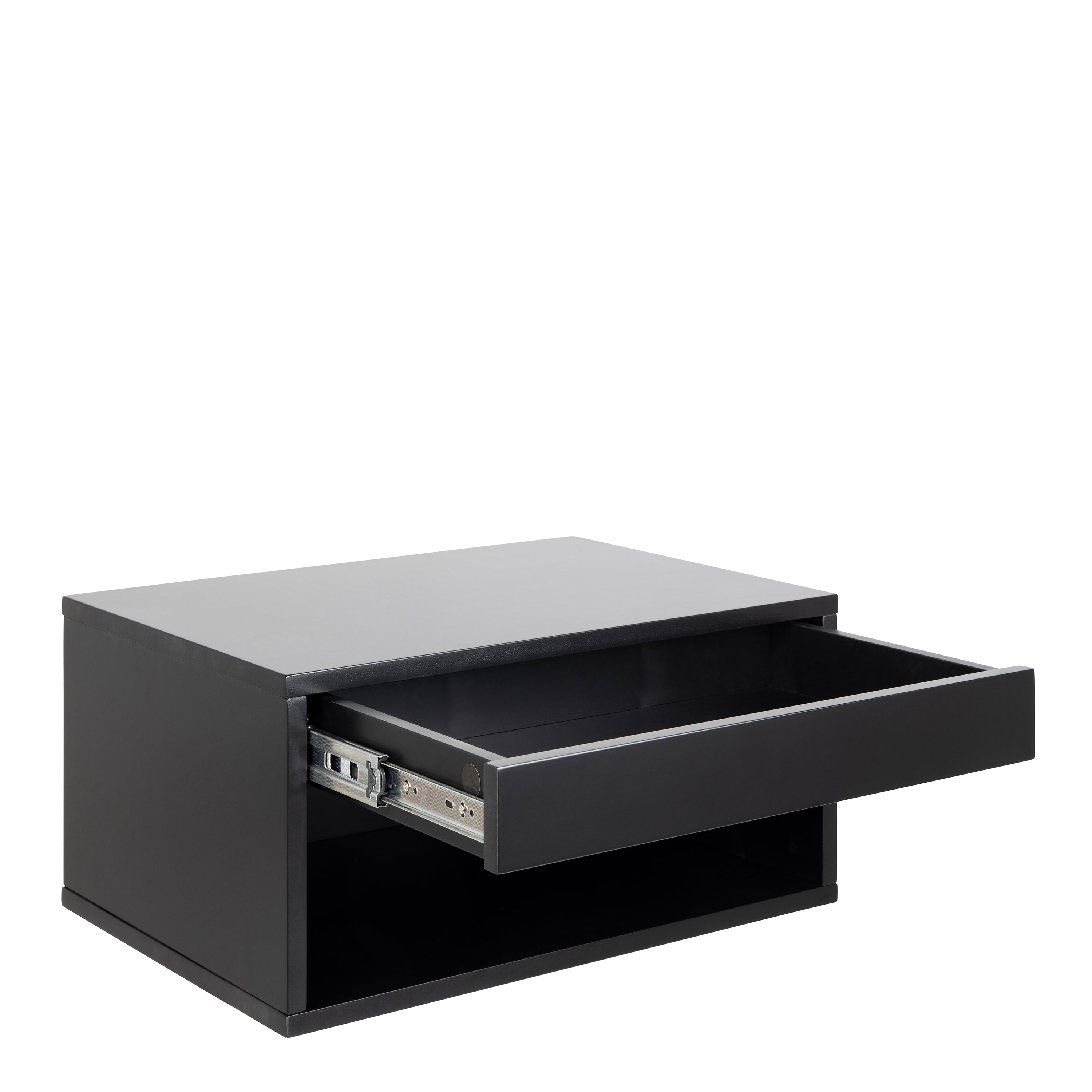 Cholet Square Bedside Table with 1 Drawer in Black – FTG, view 3