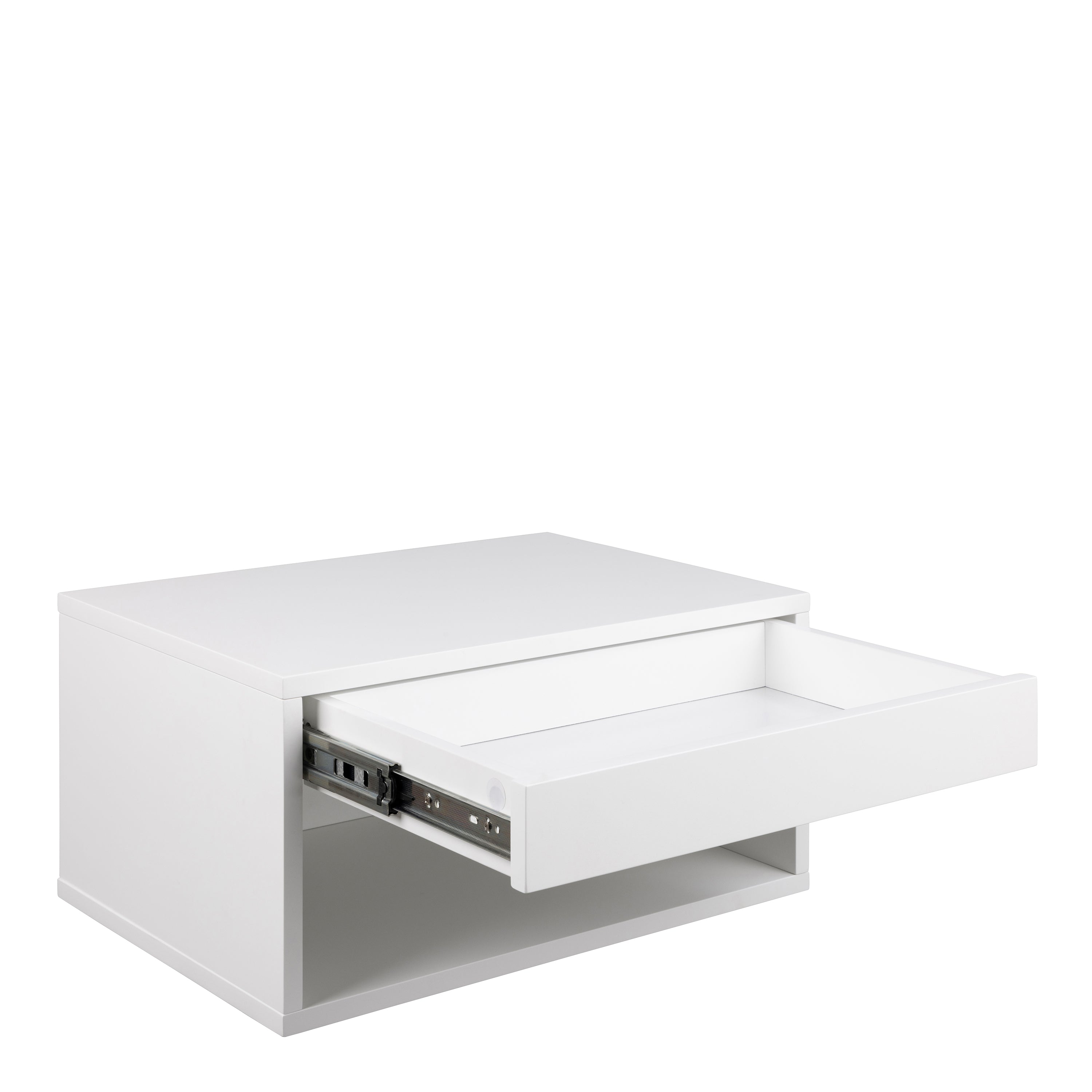 Cholet Square Bedside Table with 1 Drawer in White – FTG, view 3