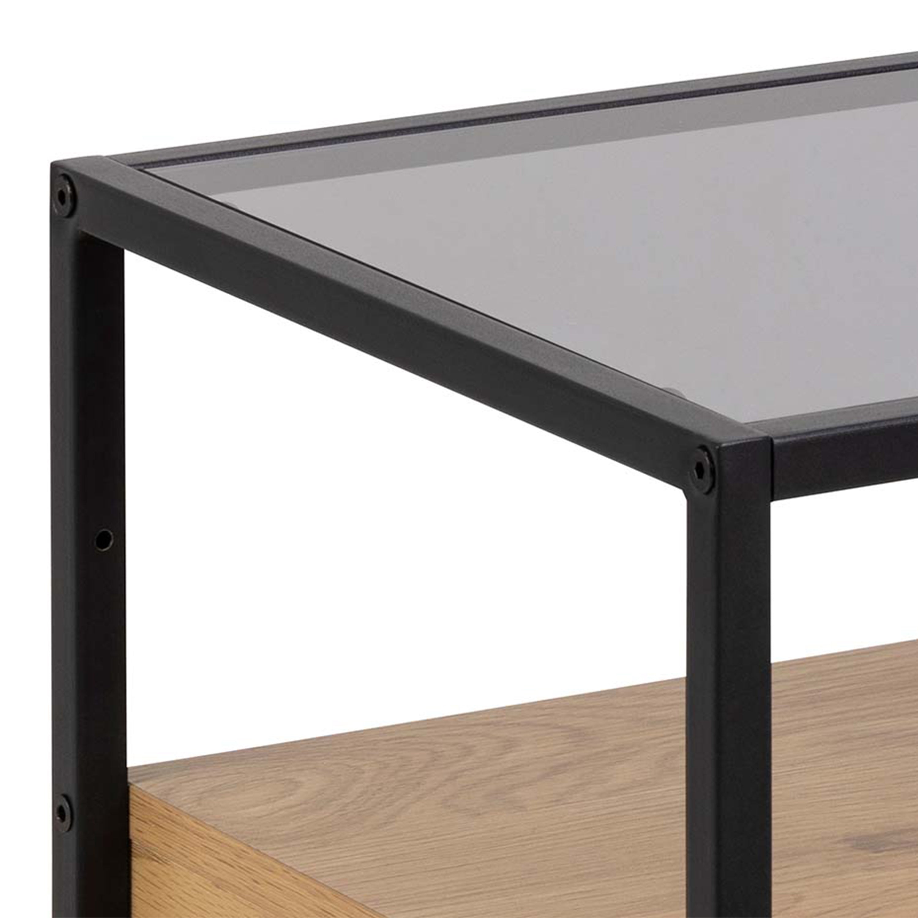 Randolf Square Bedside Table with 1 Drawer in Black and Oak – FTG, view 5