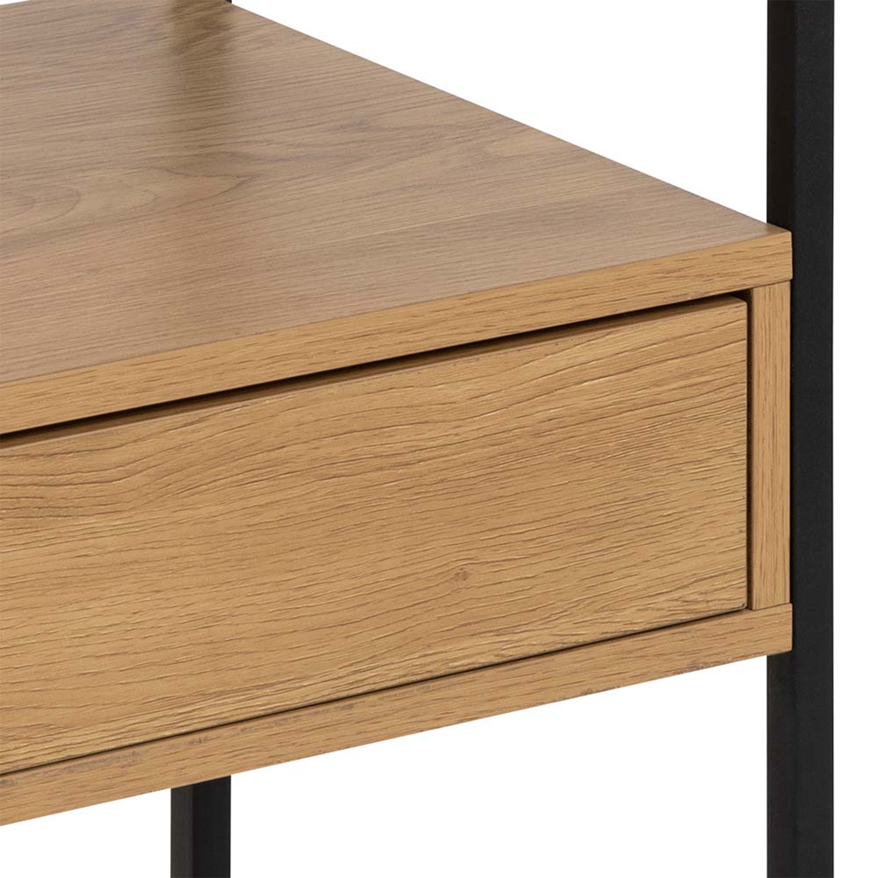 Randolf Square Bedside Table with 1 Drawer in Black and Oak – FTG, view 6