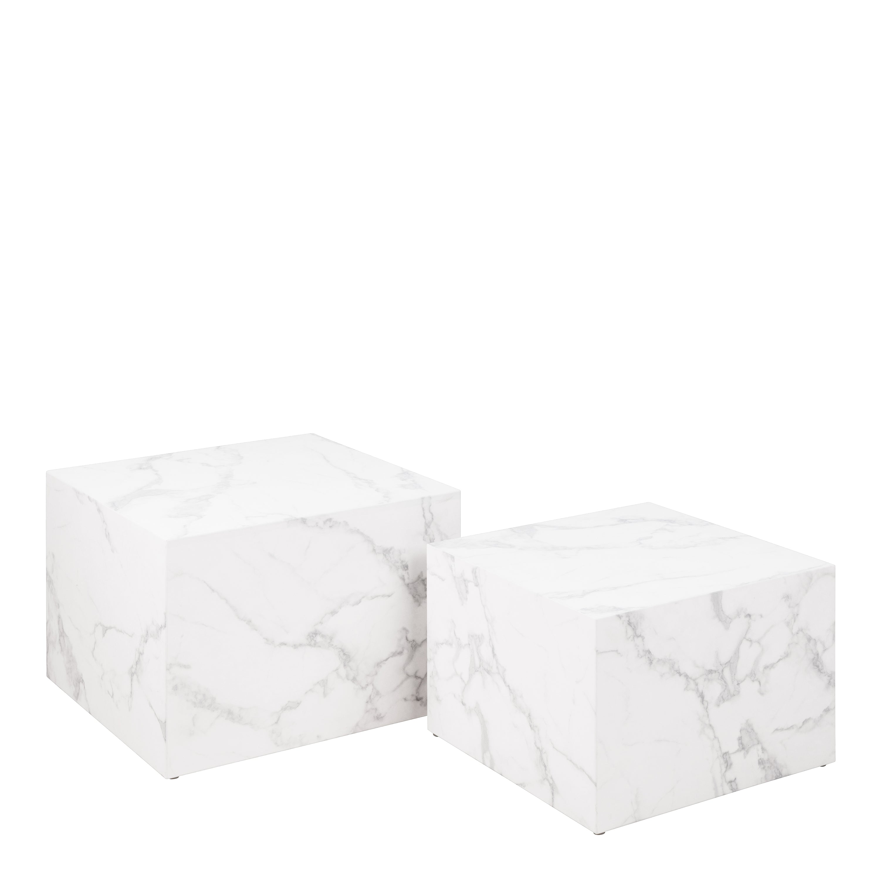 Dice Square Coffee Table Set in White Marble Carrara – FTG