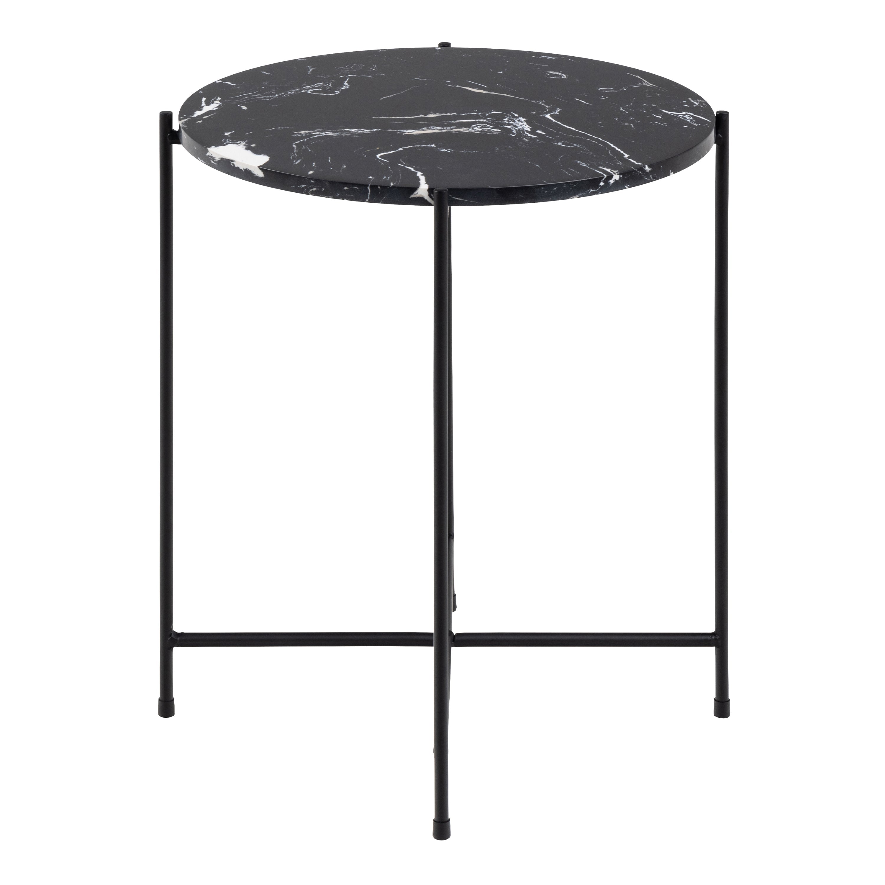 Avila Side Table with Black Polished Marble Stone 42x45cm – FTG, view 2