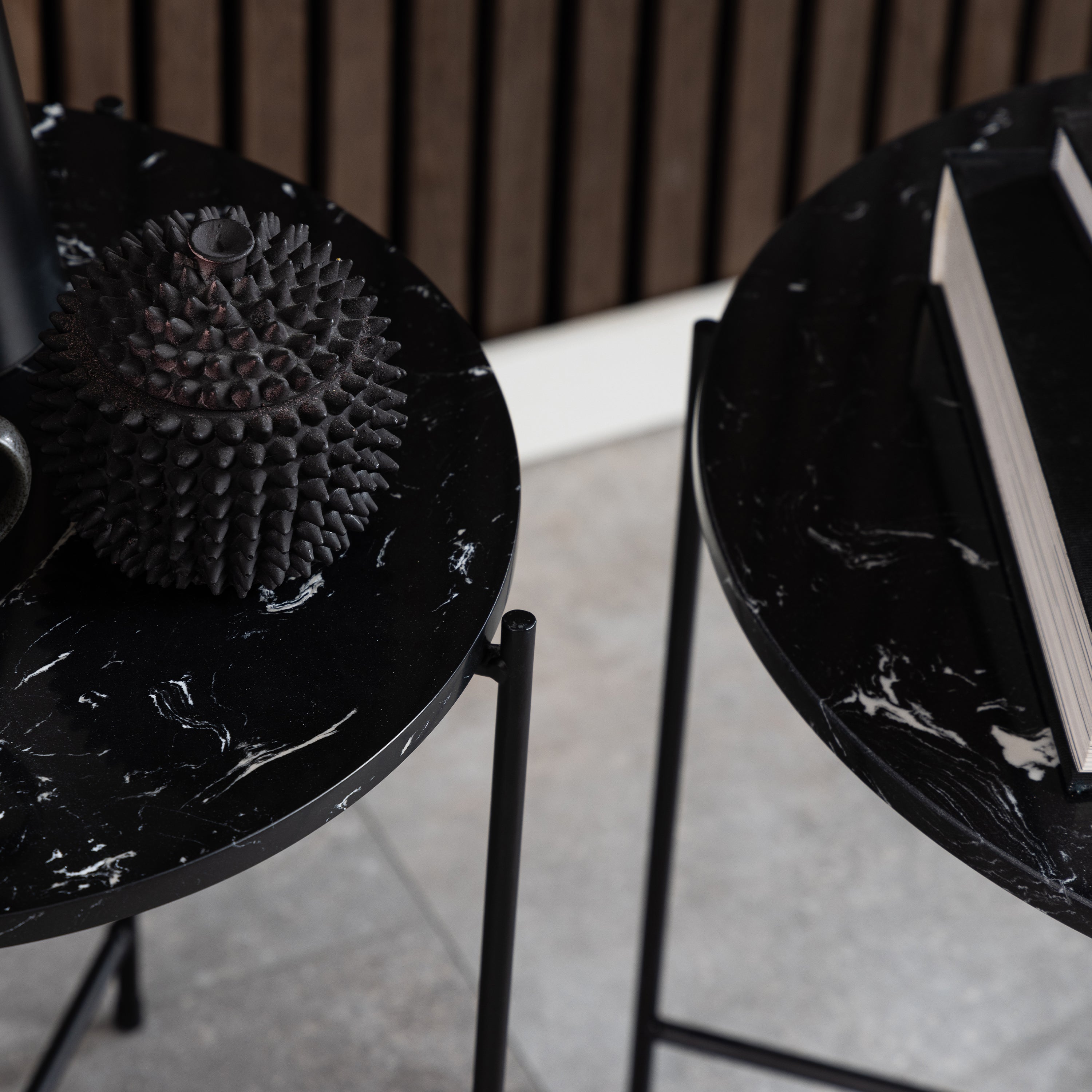 Avila Side Table with Black Polished Marble Stone 52x40cm – FTG, view 6