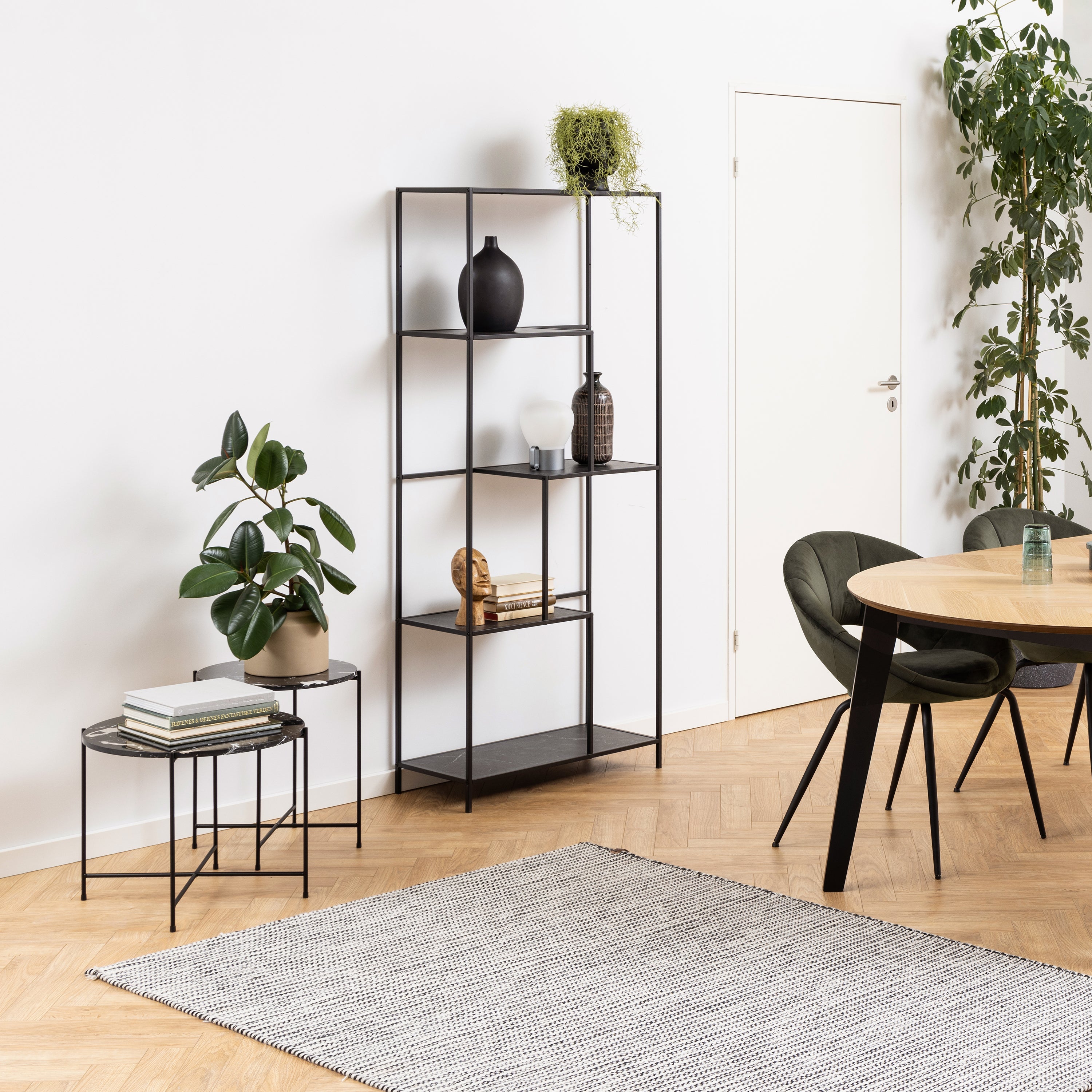 Avila Side Table with Black Polished Marble Stone 52x40cm – FTG, view 7