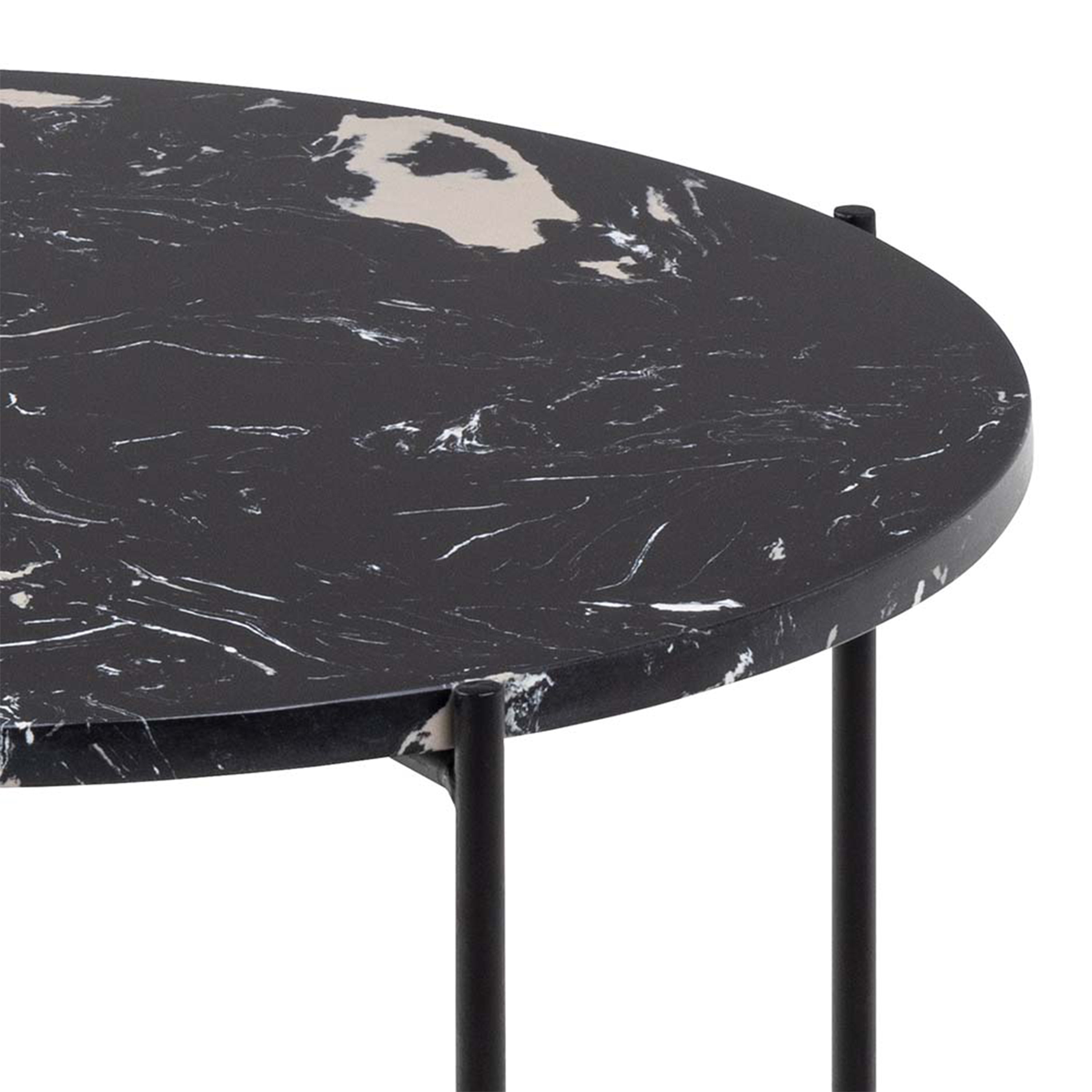 Avila Side Table with Black Polished Marble Stone 52x40cm – FTG, view 9