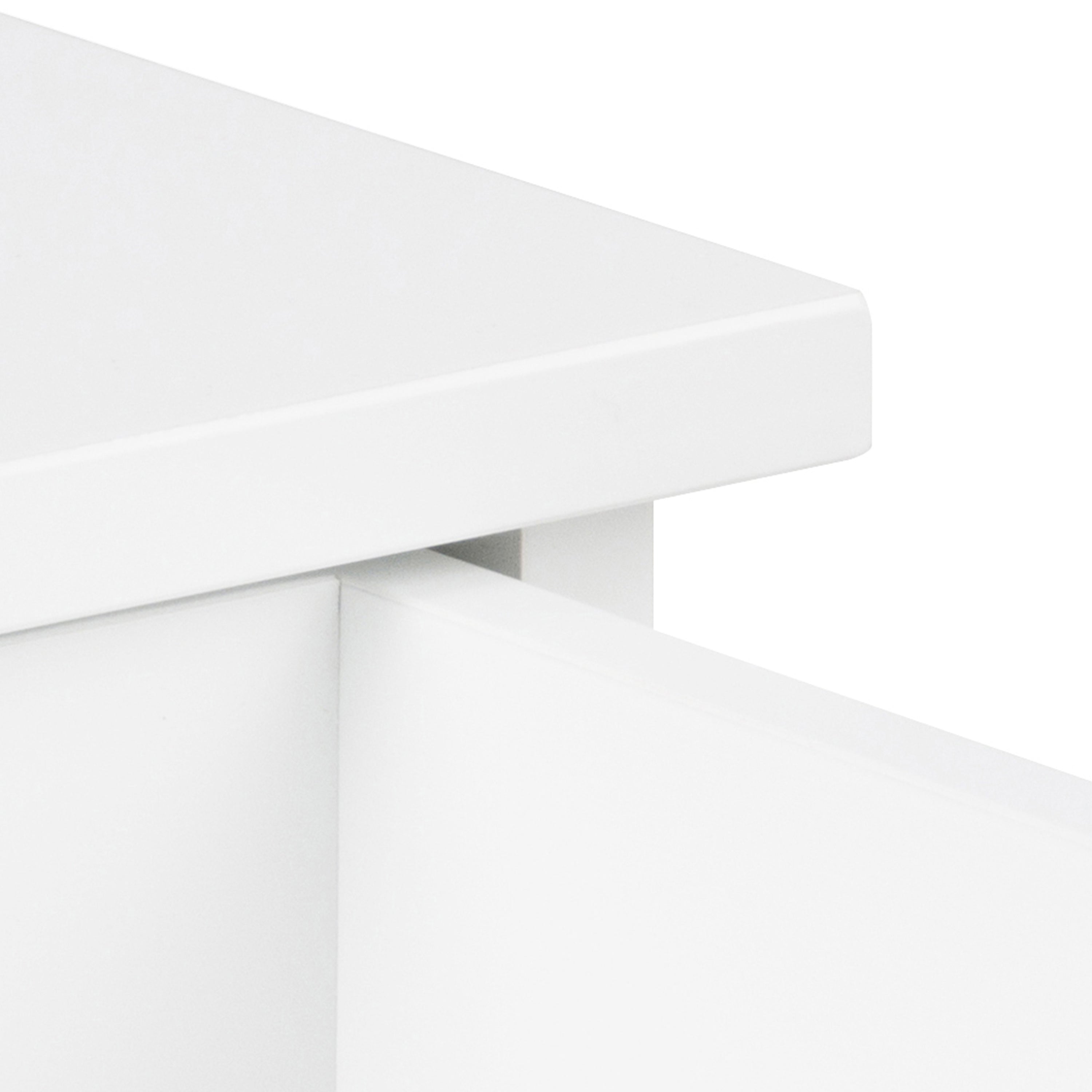 Avignon Square Bedside Table with 1 Drawer in White – FTG, view 7