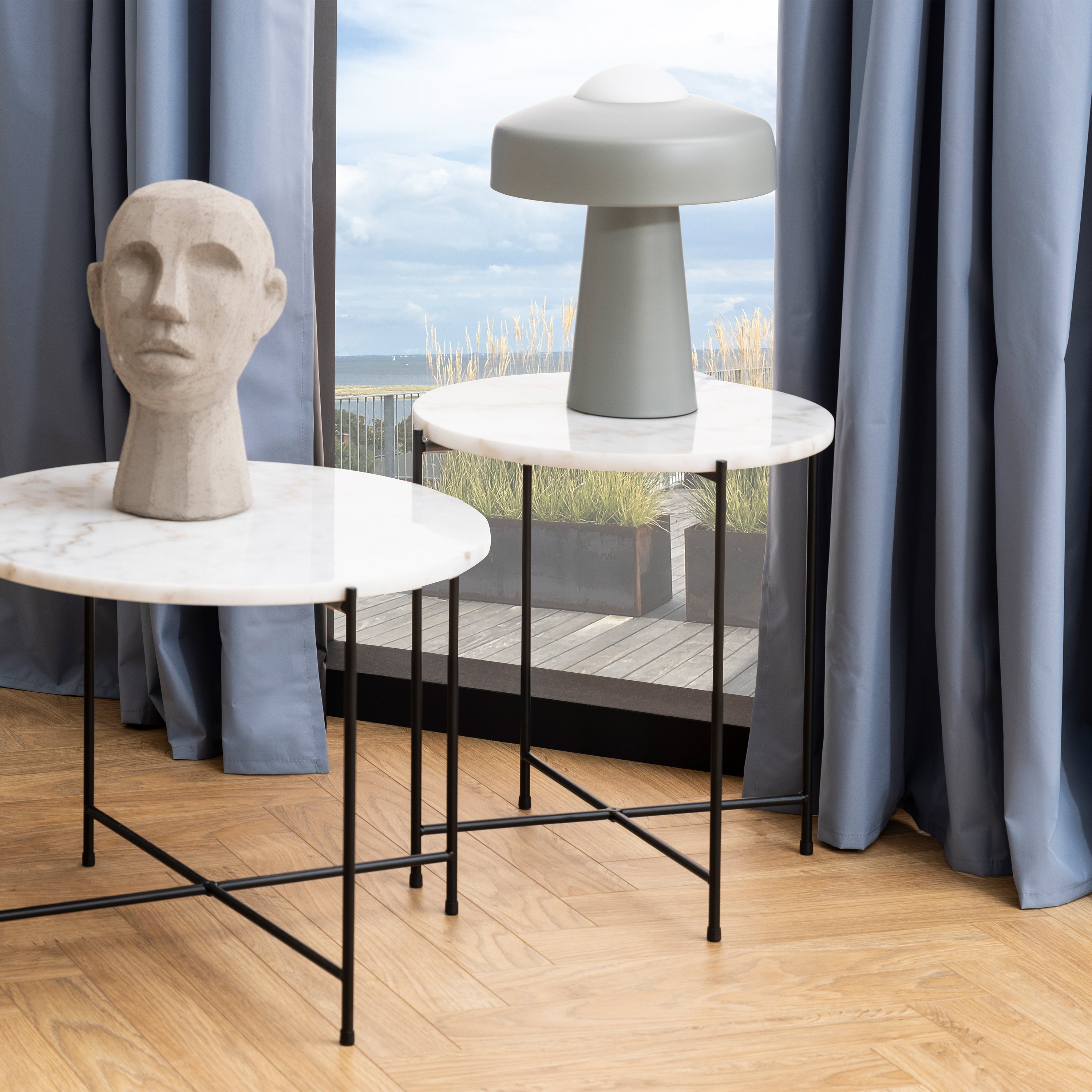 Avila Side Table with White Marble Top 42x45cm – FTG, view 5