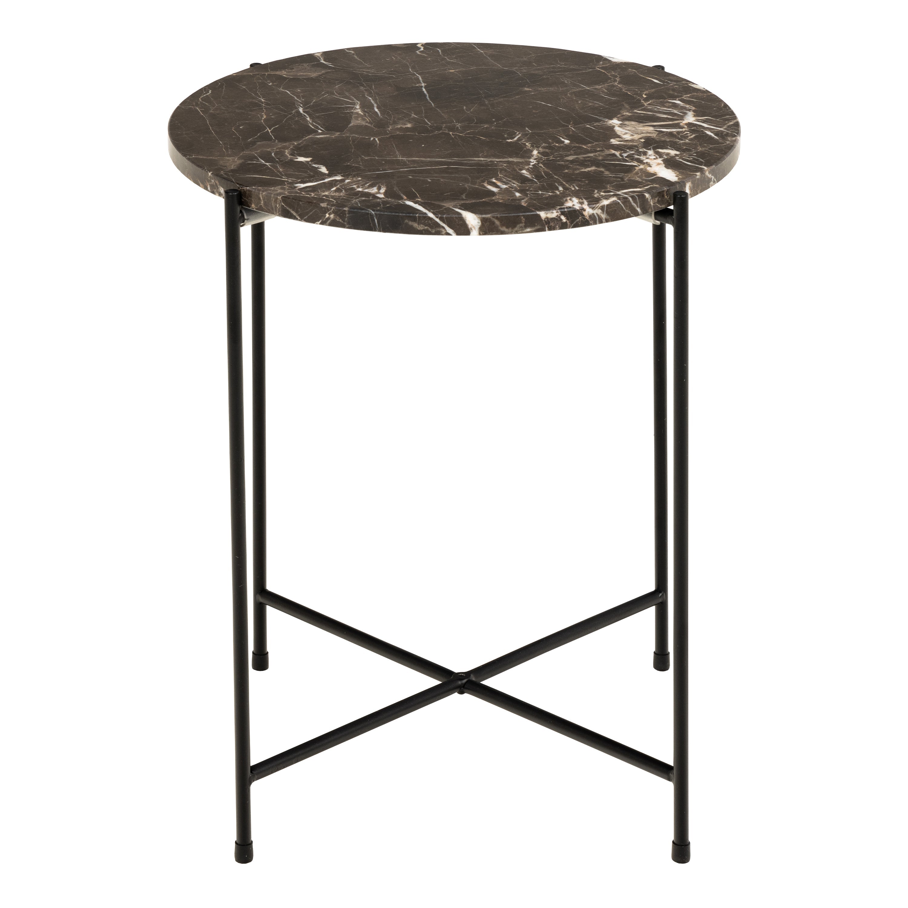 Avila Side Table with Brown Marble Top 42x45cm – FTG