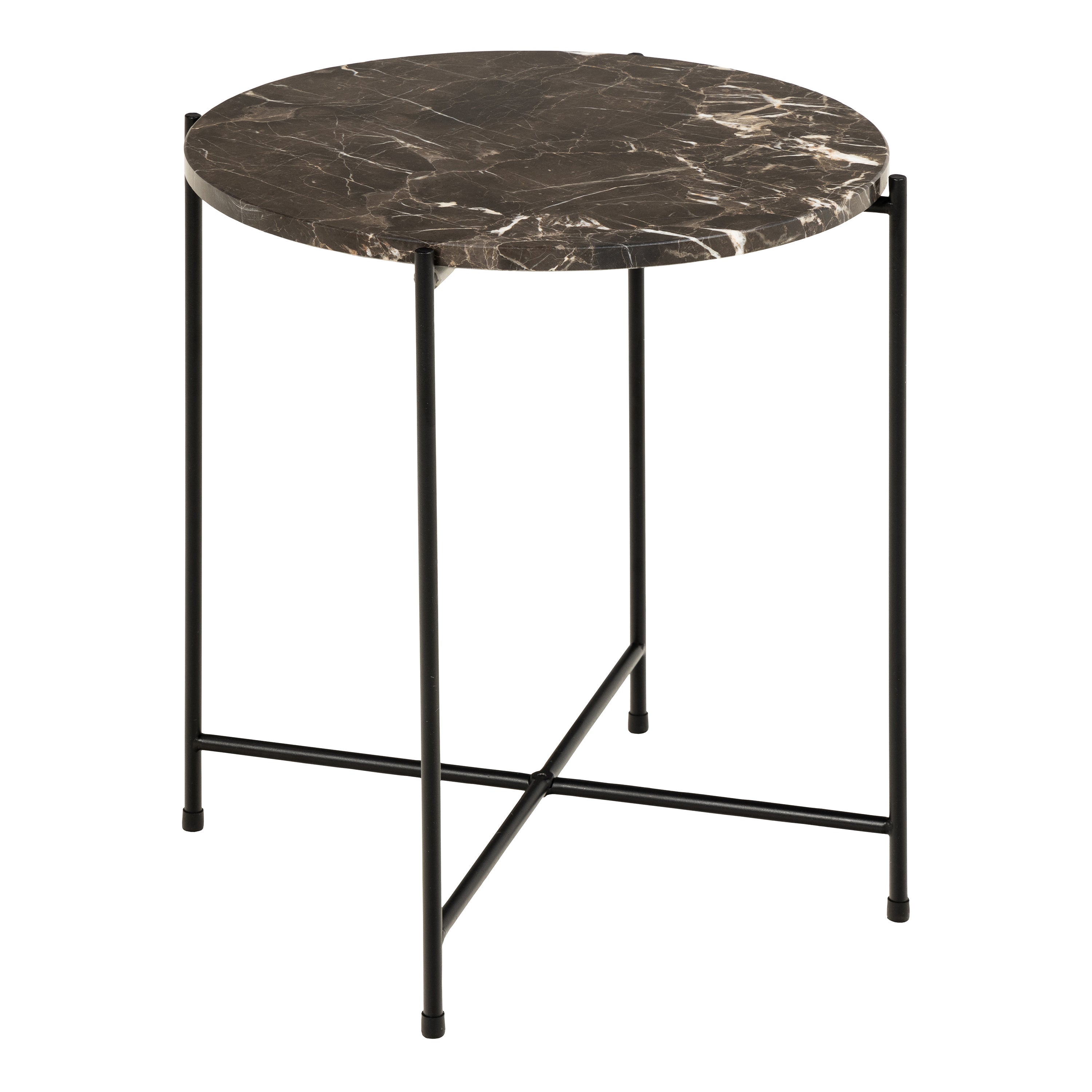 Avila Side Table with Brown Marble Top 42x45cm – FTG, view 2