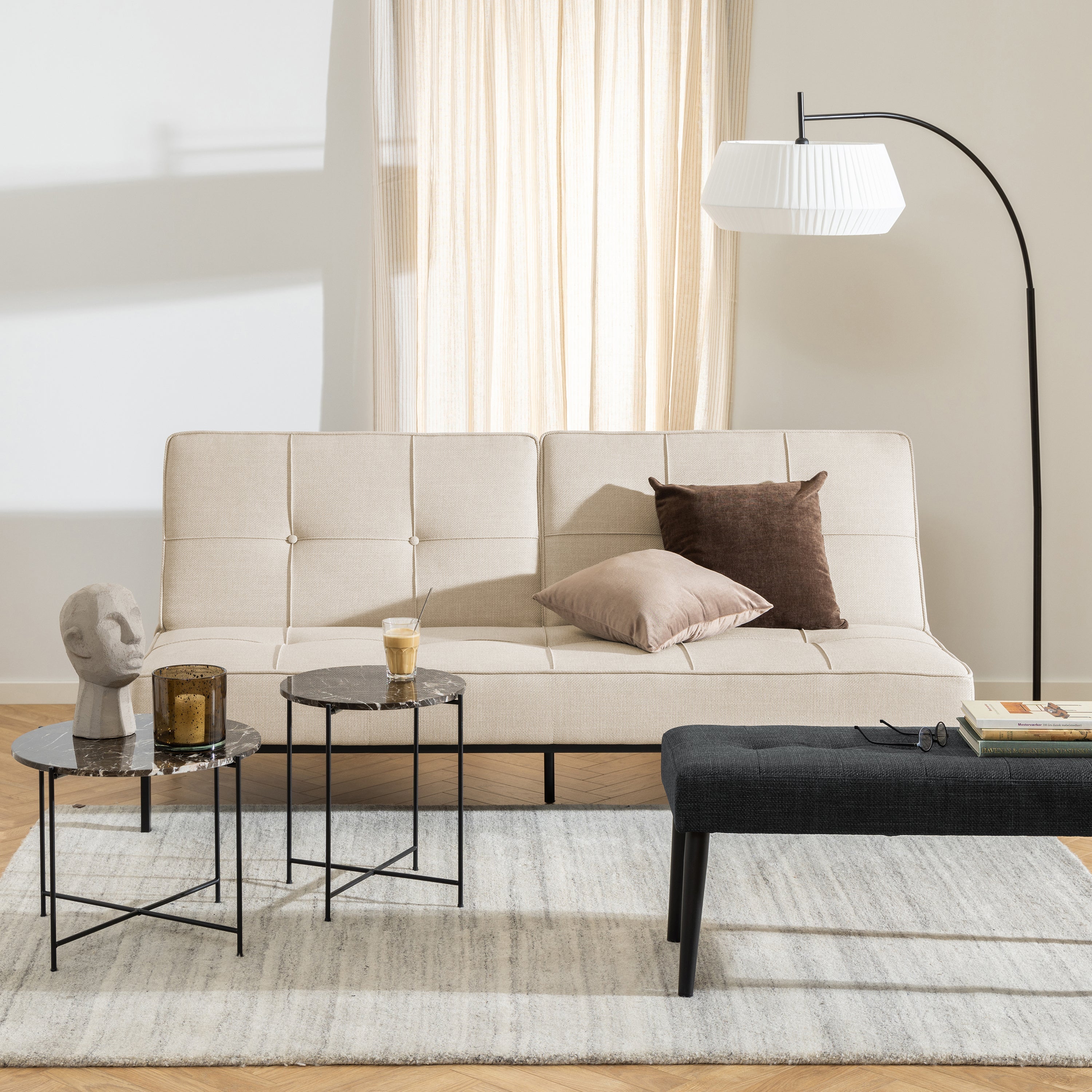 Avila Side Table with Brown Marble Top 42x45cm – FTG, view 3