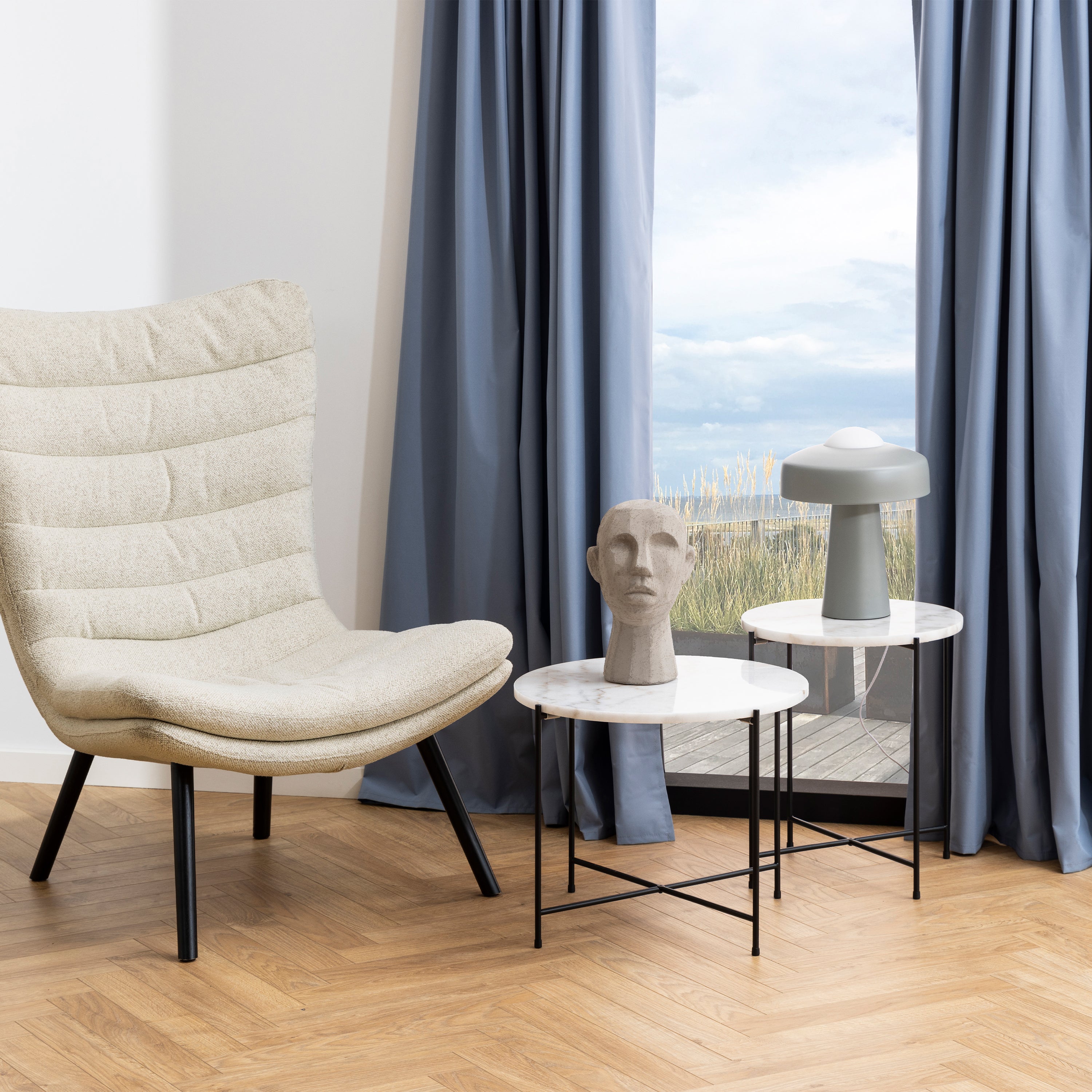 Avila Side Table with White Marble Top 52x40cm – FTG, view 5