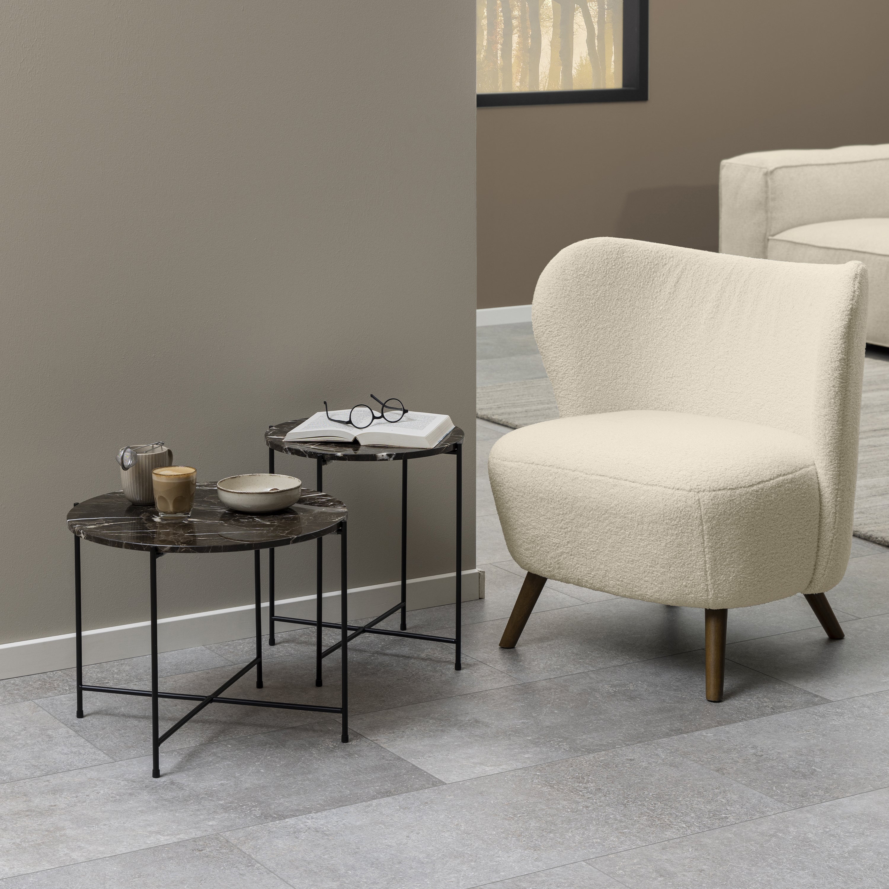 Avila Side Table with Brown Marble Top 52x40cm – FTG, view 5