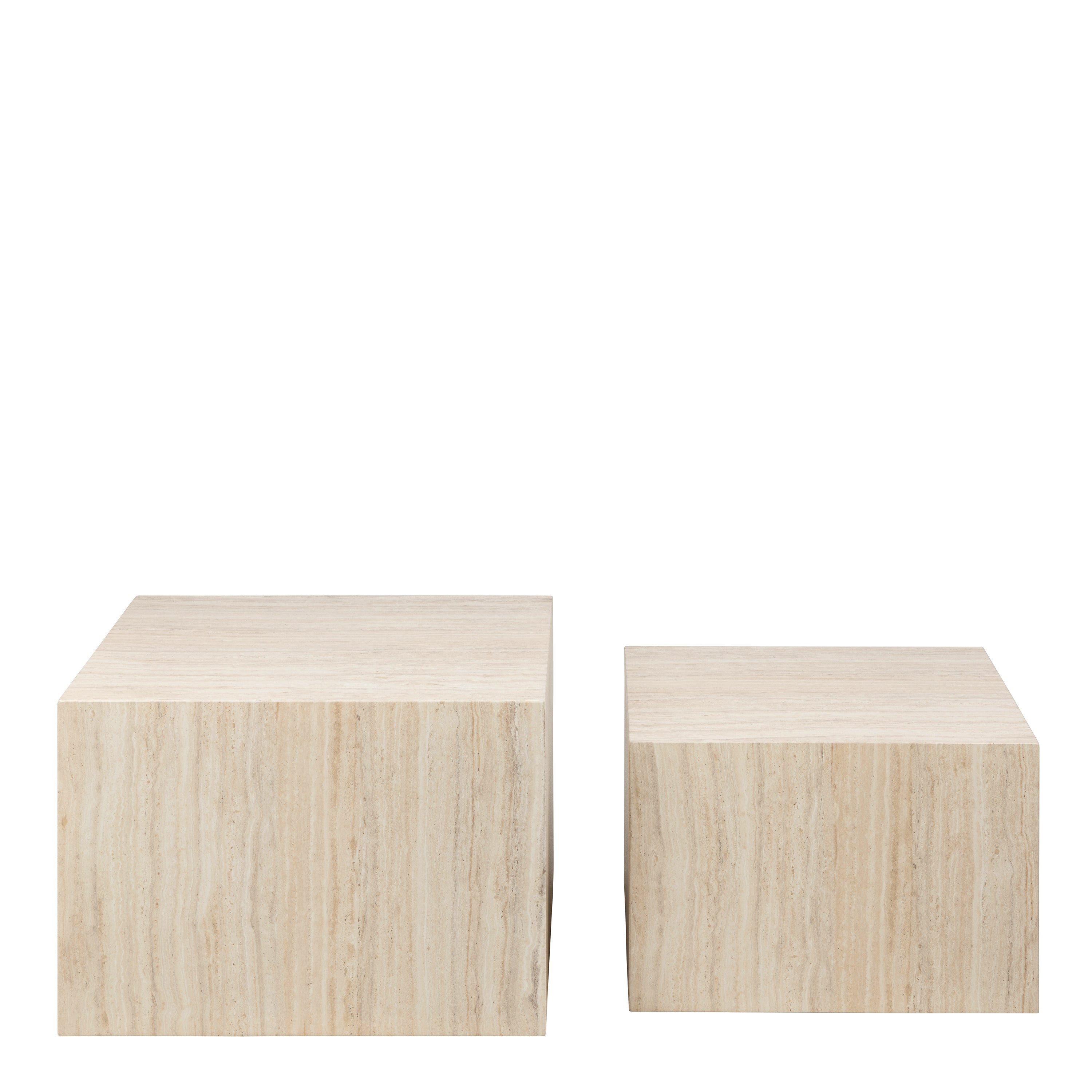 Dice Square Coffee Table Set in Light Travertine Effect – FTG, view 2