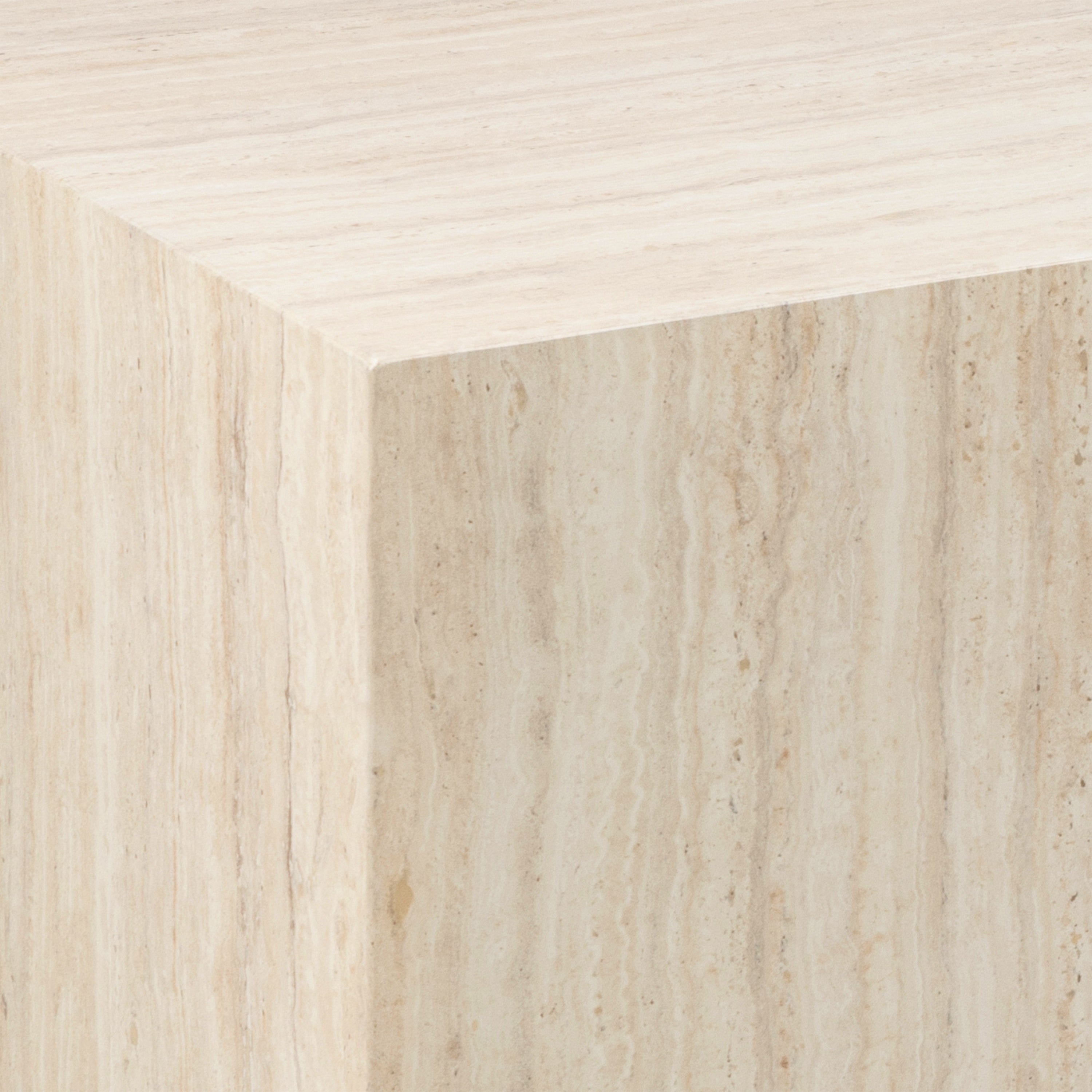Dice Square Coffee Table Set in Light Travertine Effect – FTG, view 7