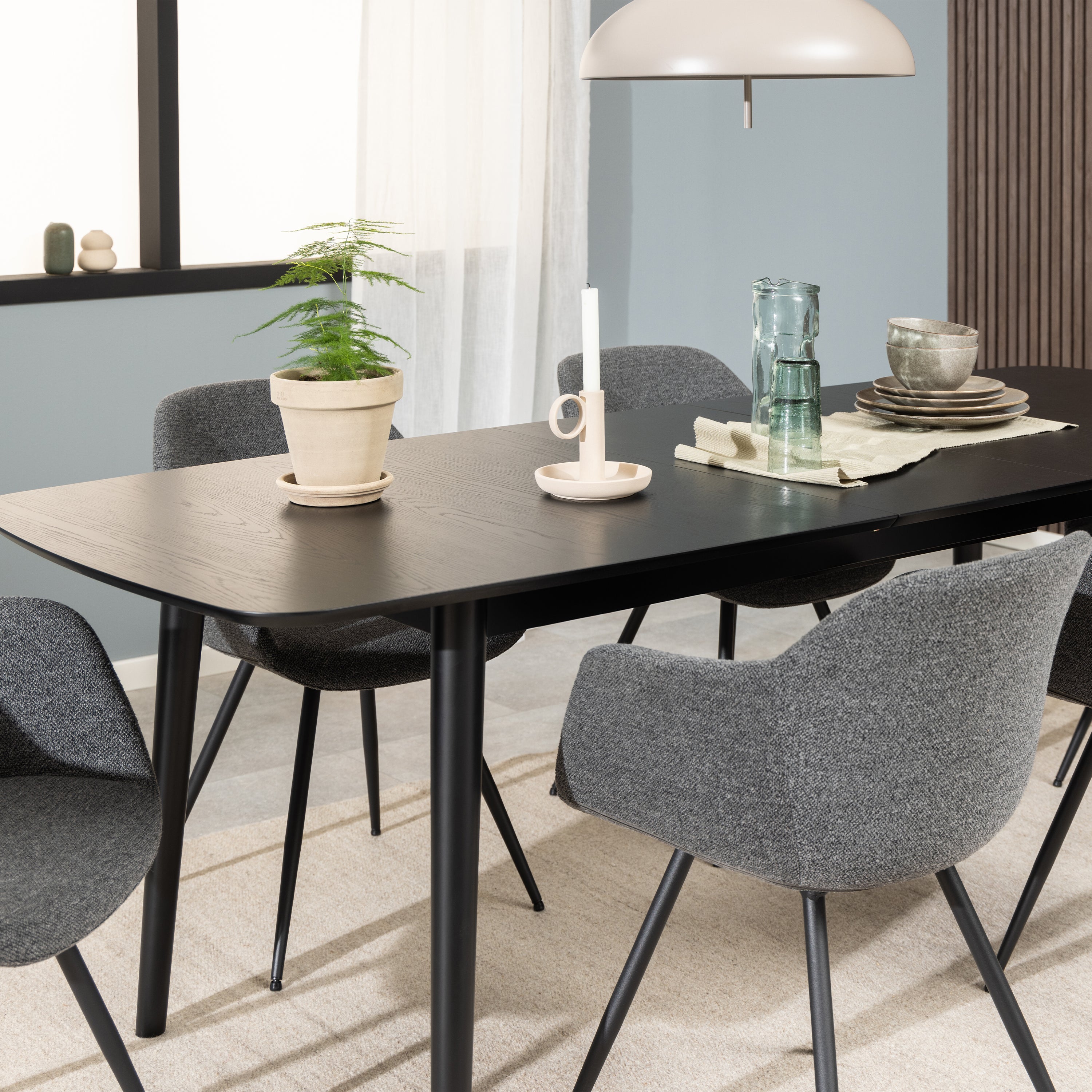 Montreux Rectangular Extending Dining Table in Black 180-219 cm – FTG, view 6