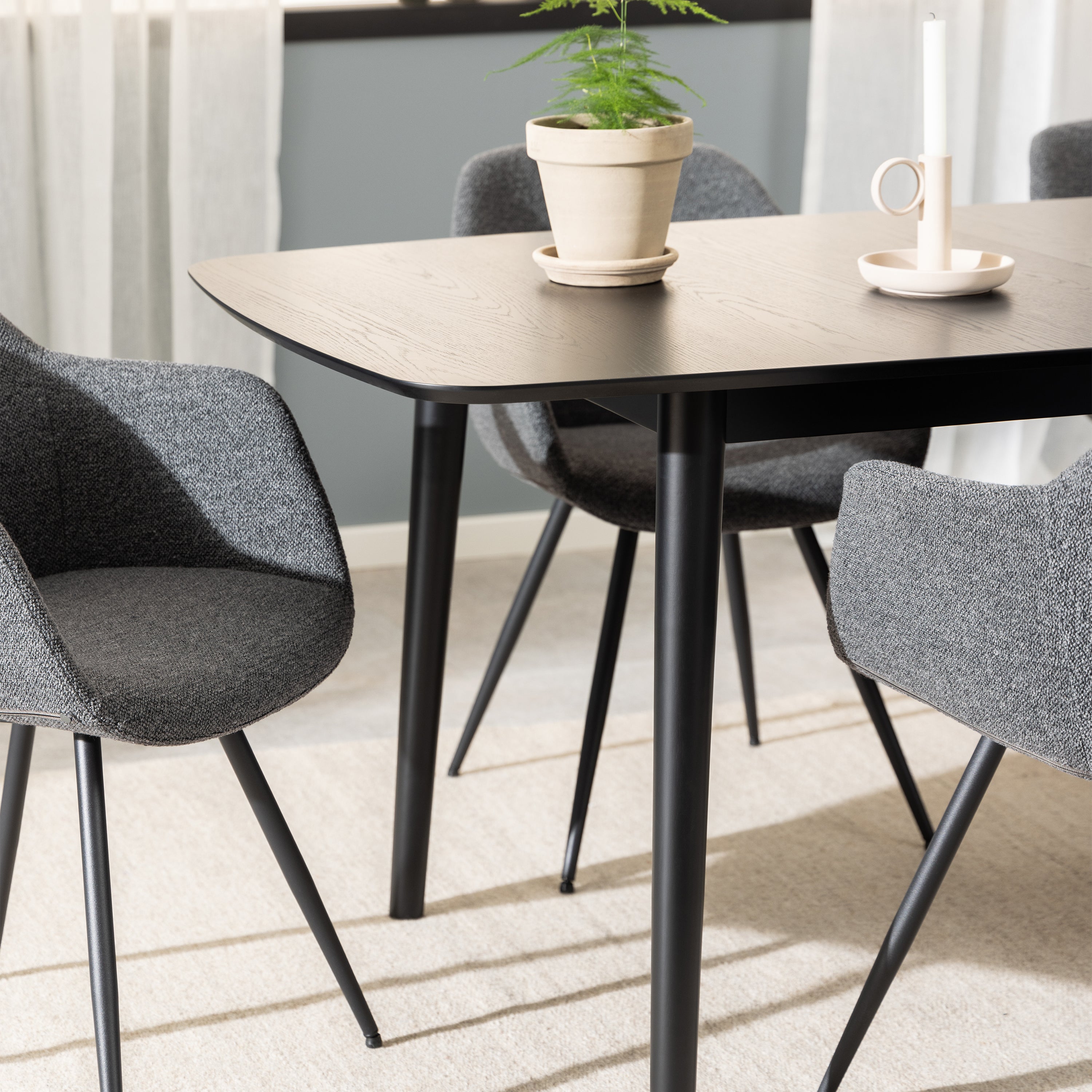 Montreux Rectangular Extending Dining Table in Black 180-219 cm – FTG, view 7