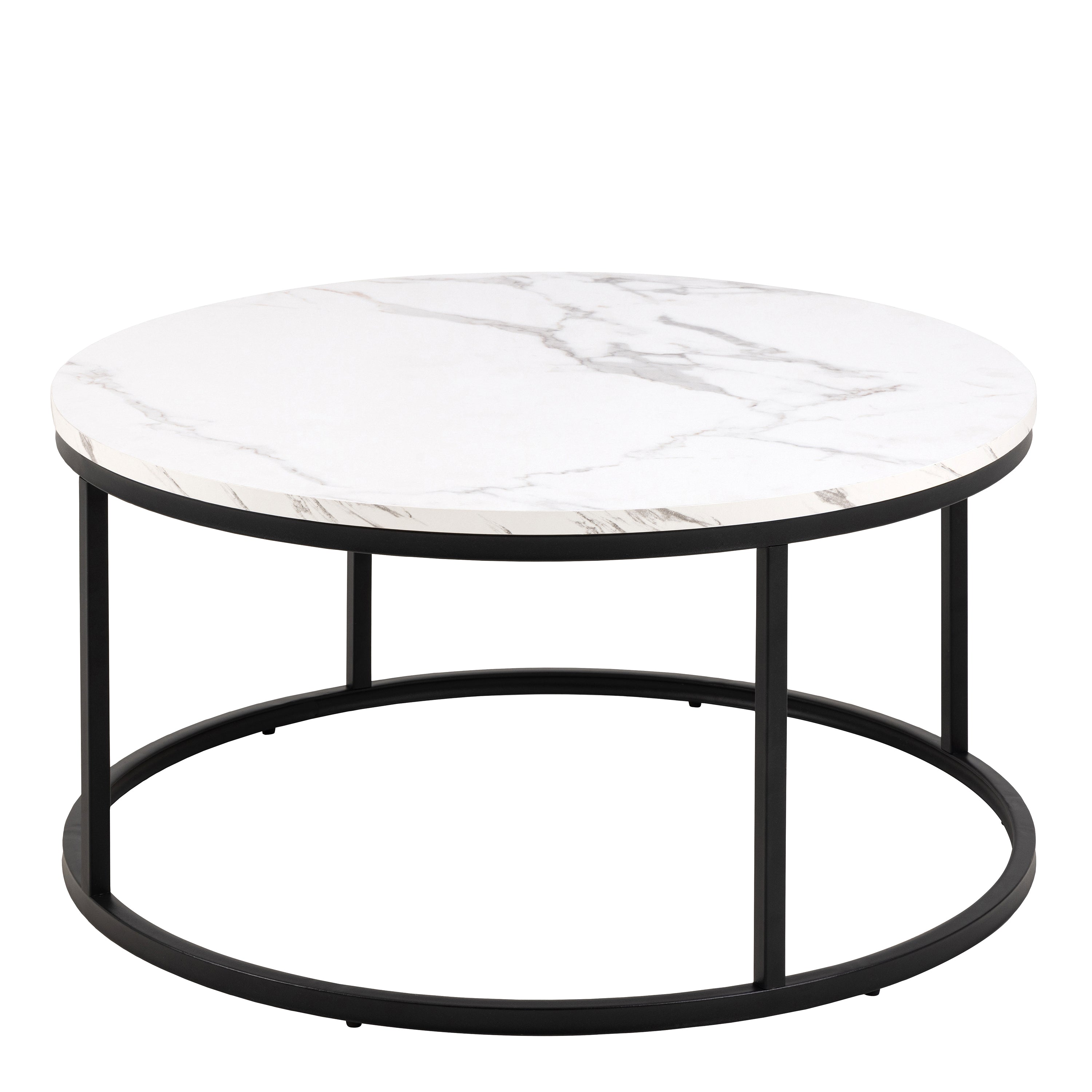 Spiro Coffee Table with White Marble Melamine Top & Black Legs – FTG