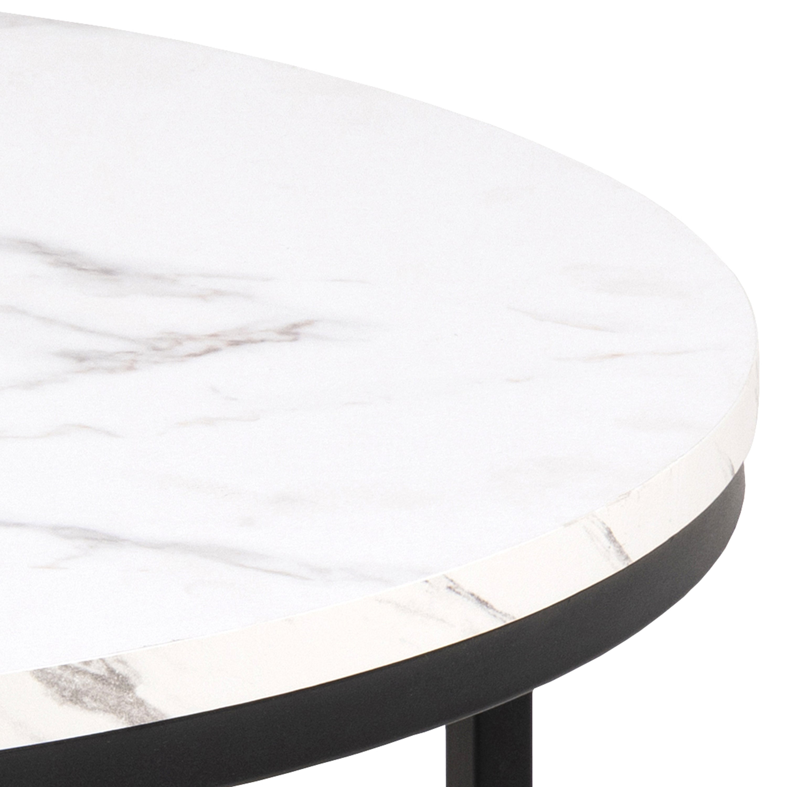 Spiro Coffee Table with White Marble Melamine Top & Black Legs – FTG, view 4