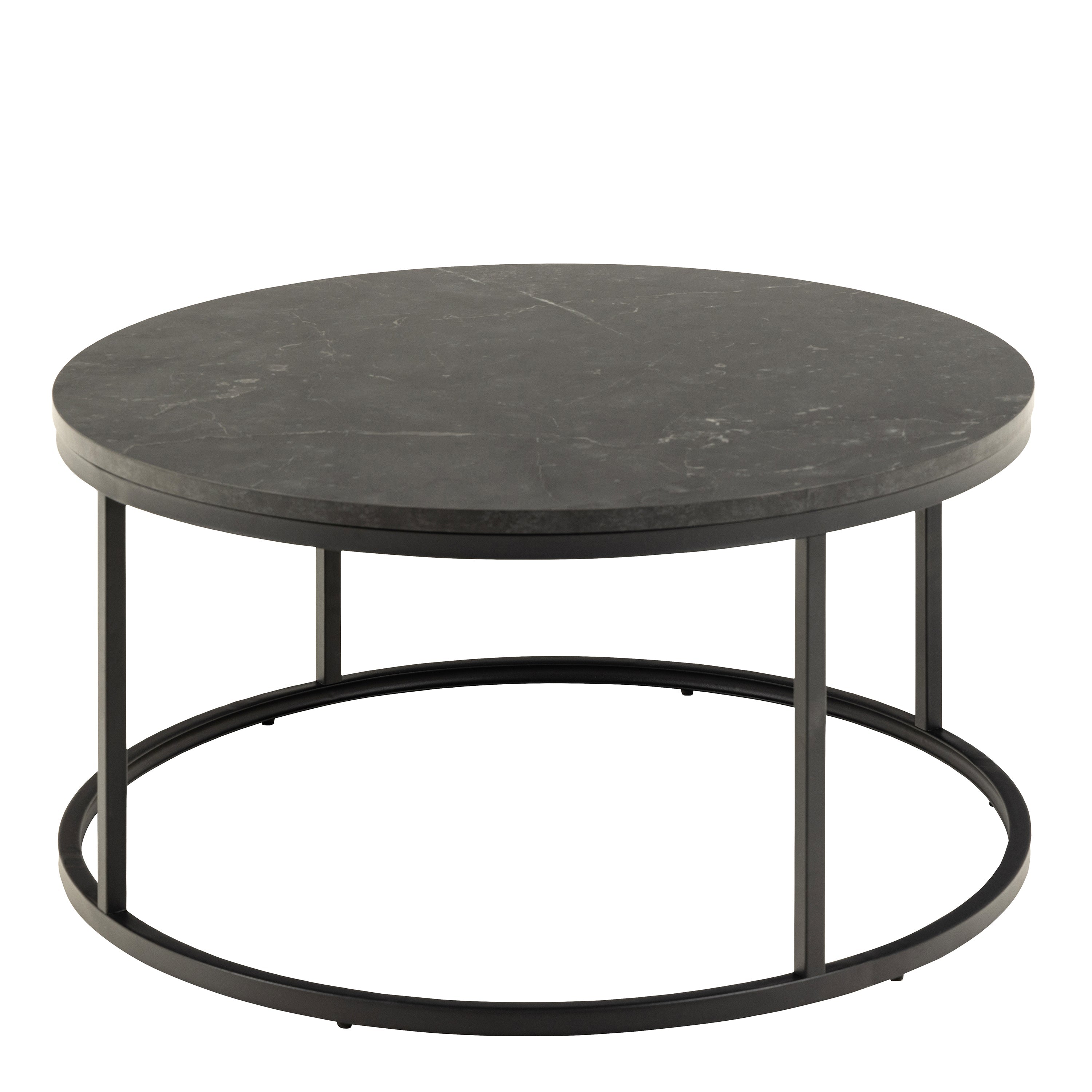 Spiro Coffee Table with Black Marble Melamine Top & Black Legs – FTG