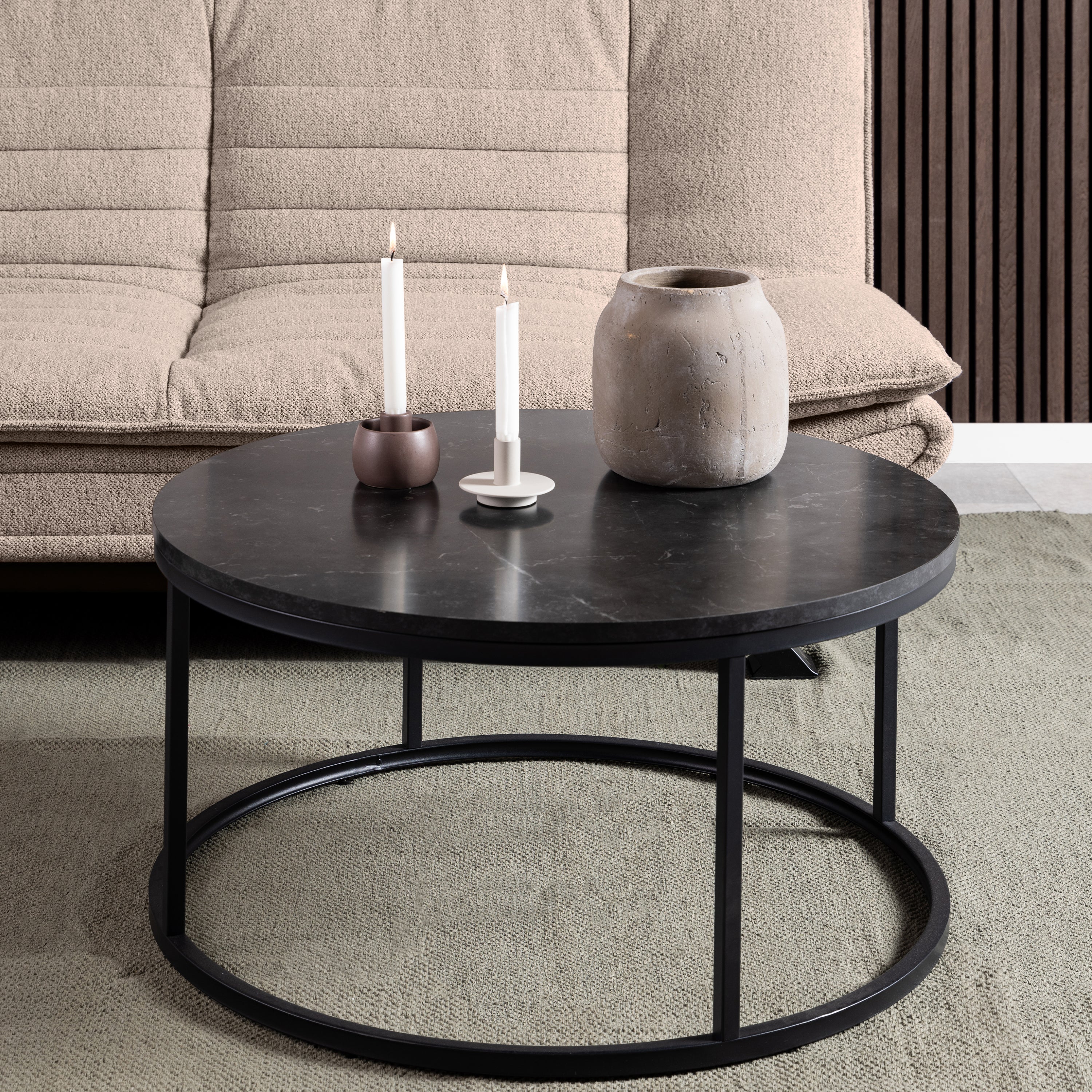 Spiro Coffee Table with Black Marble Melamine Top & Black Legs – FTG, view 4