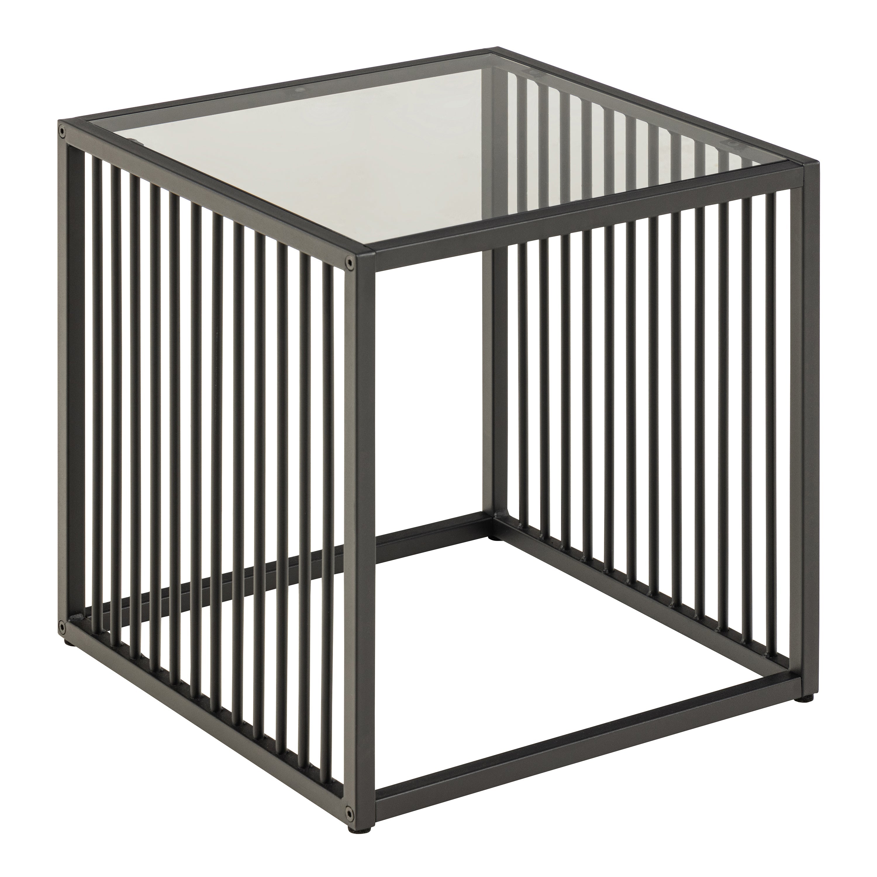 Strington Side Table in Black with Glass Top – FTG