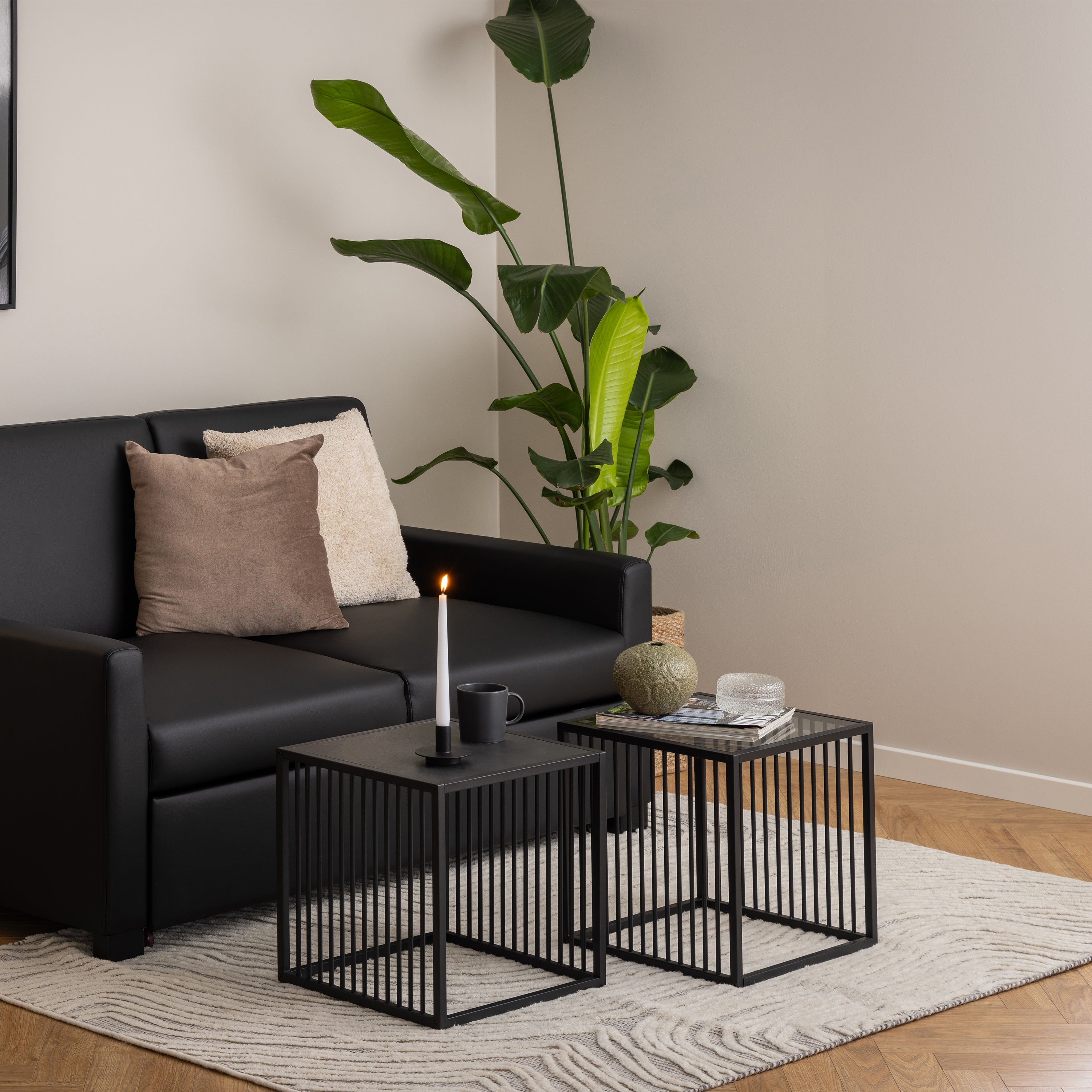 Strington Side Table in Black with Glass Top – FTG, view 4