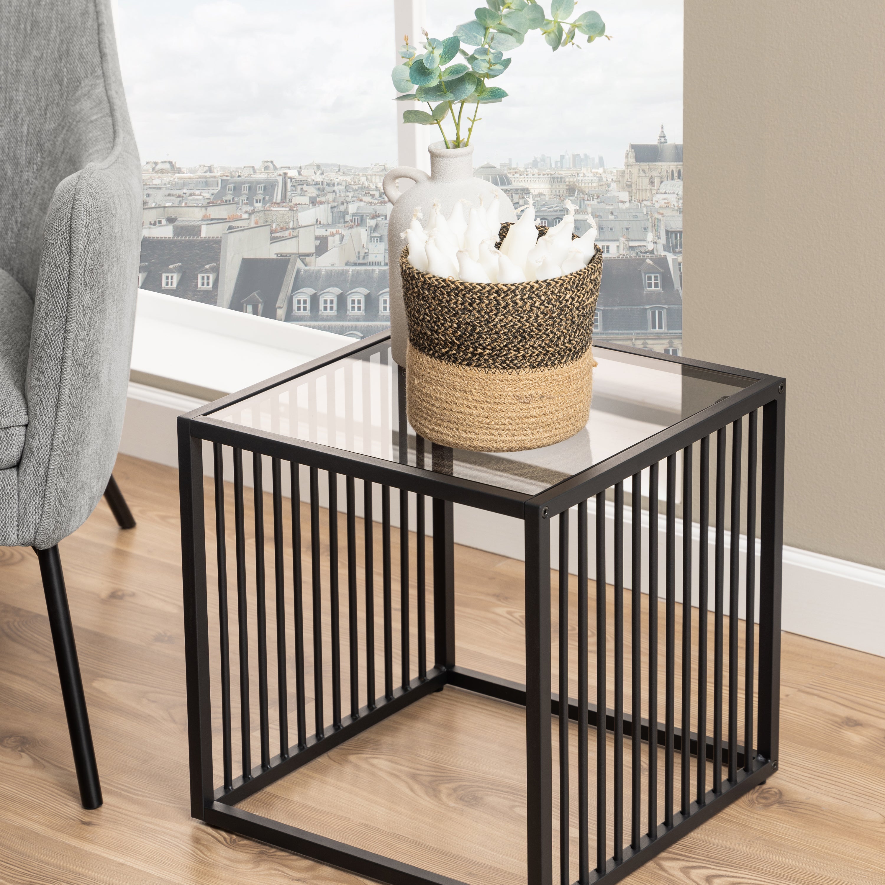 Strington Side Table in Black with Glass Top – FTG, view 5