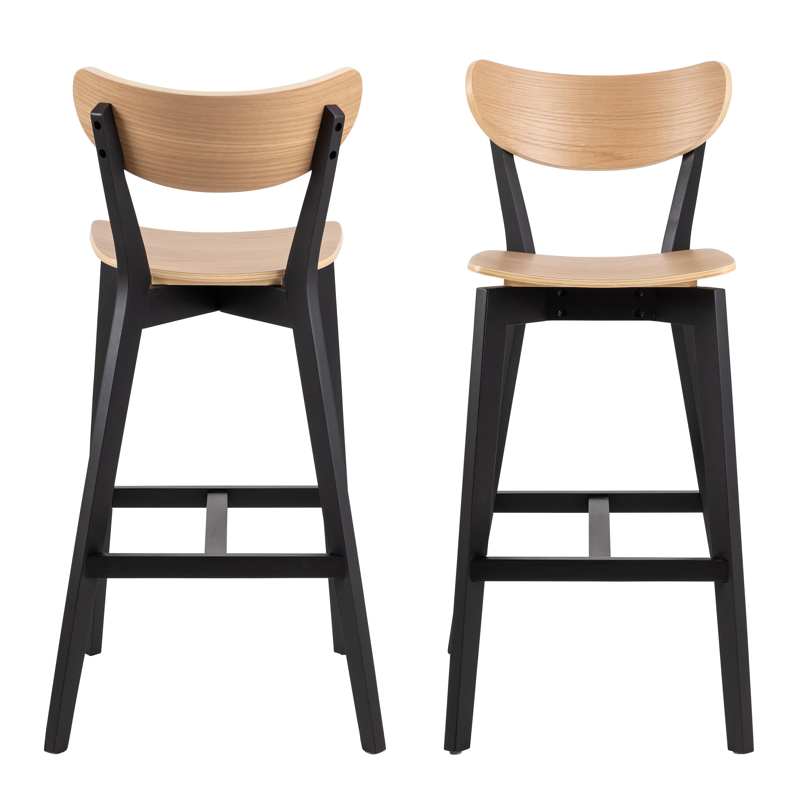 Roxby Bar Stool, Black and Oak Set of 2 – FTG, view 2