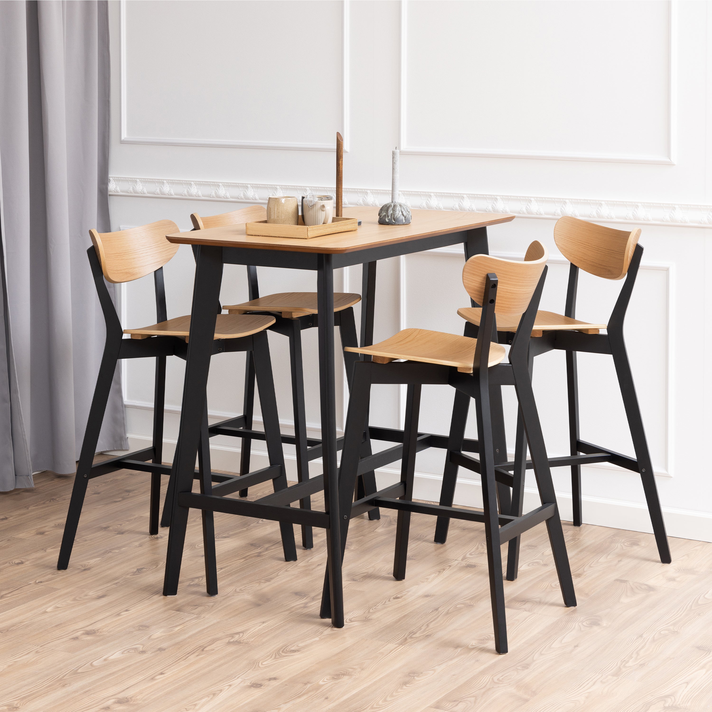 Roxby Bar Stool, Black and Oak Set of 2 – FTG, view 5