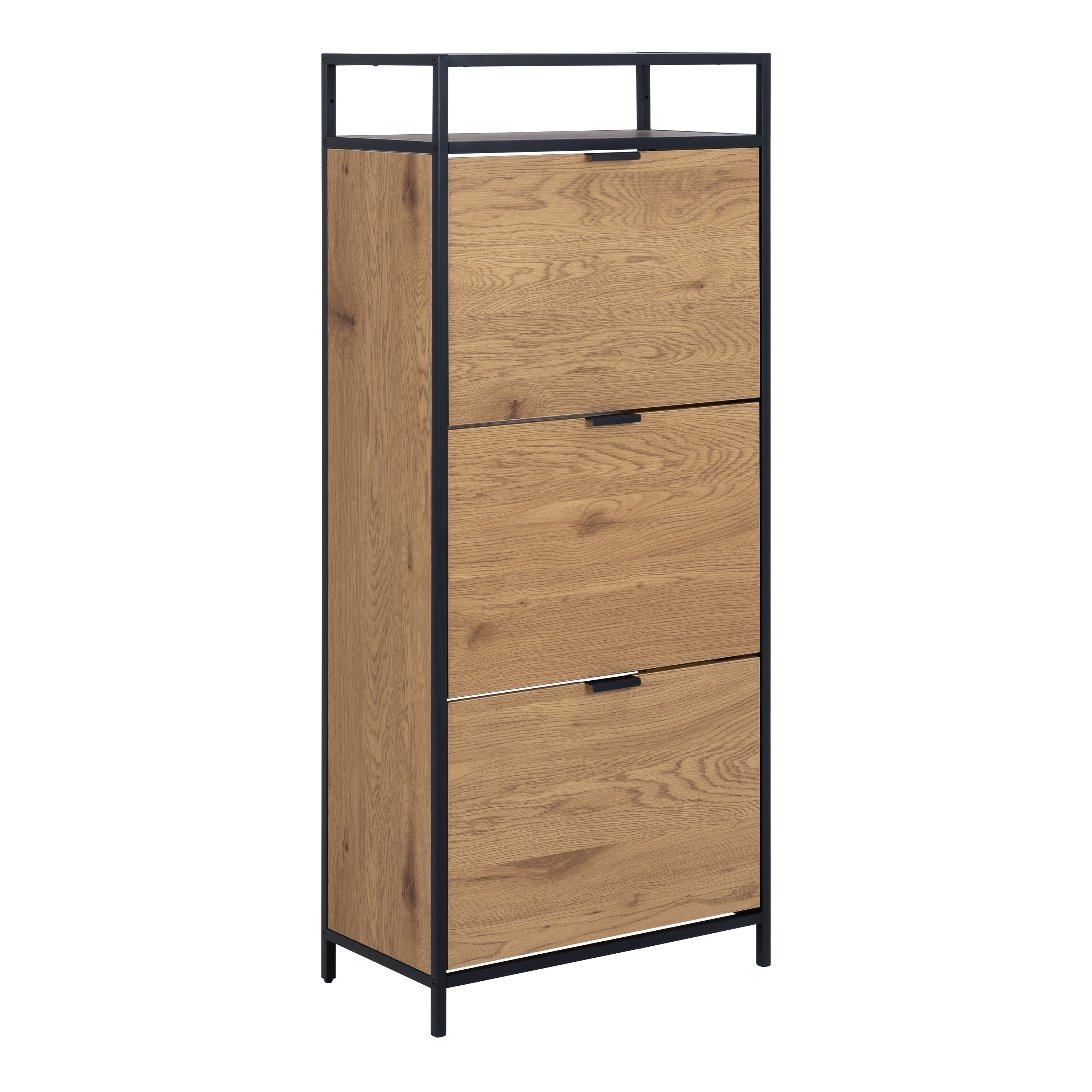 Seaford Shoe Cabinet in Black and Oak – FTG
