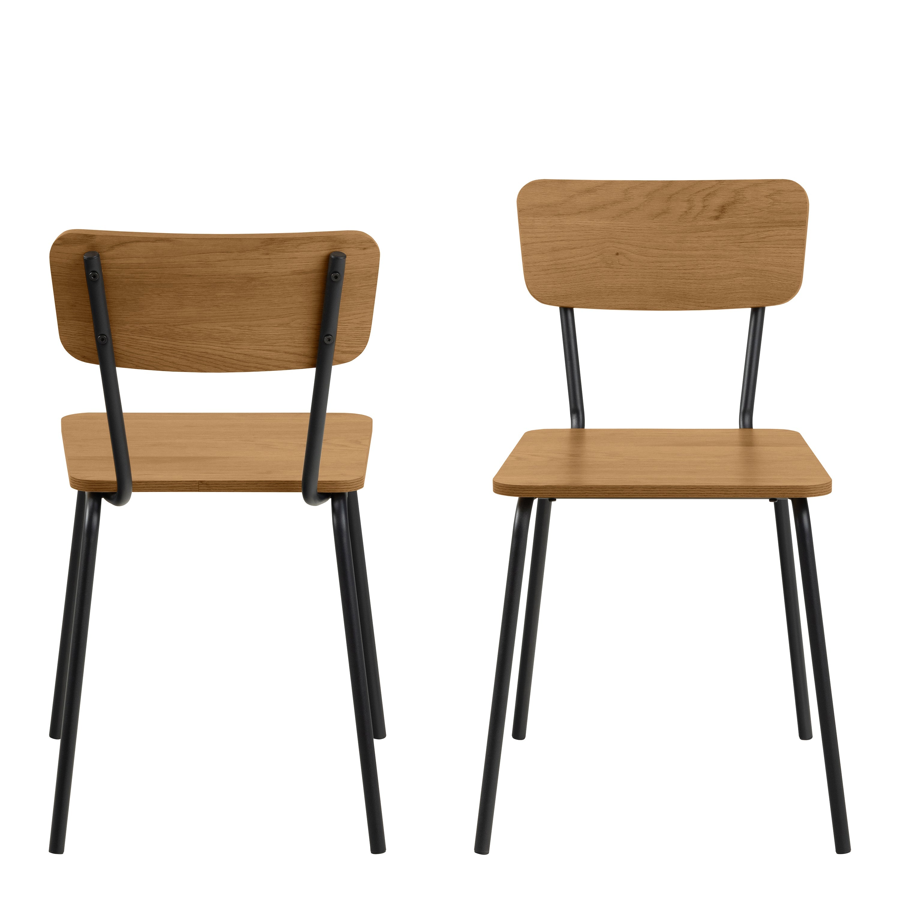 Peru Dining Chair in Steel and Oak Set of 4 – FTG, view 2