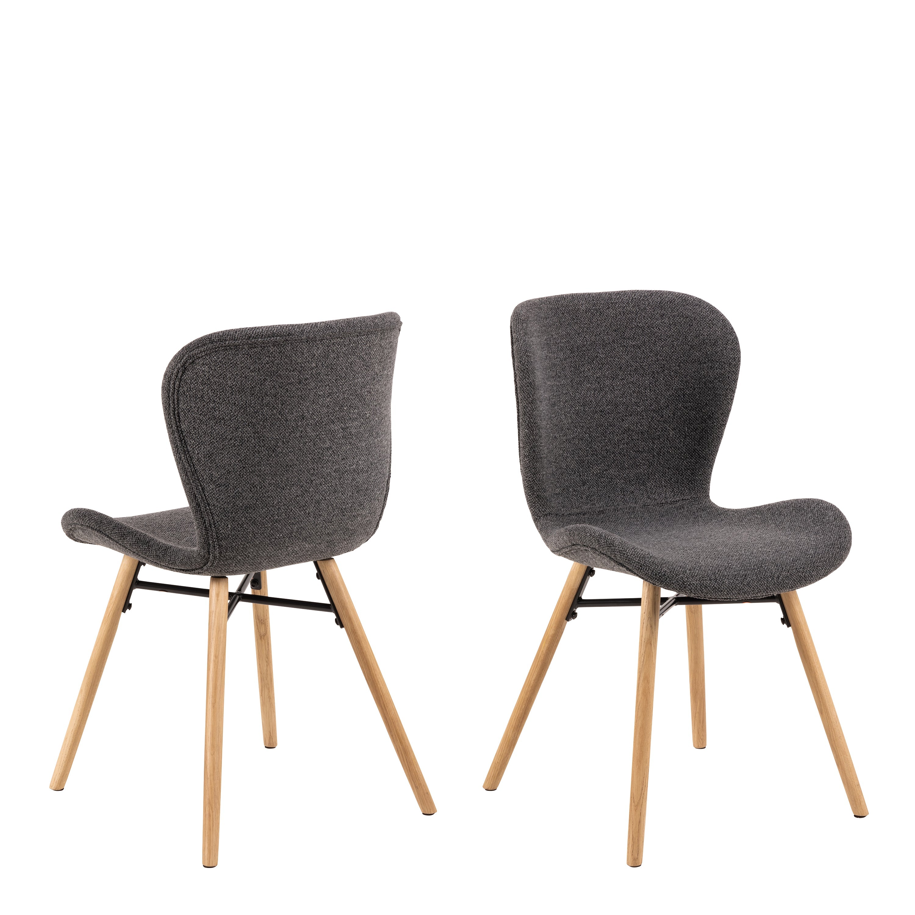 Townsville Round Dining Table in White and Oak Included 4 Batilda Dining Chairs with Grey Fabric and Oak – FTG, view 6