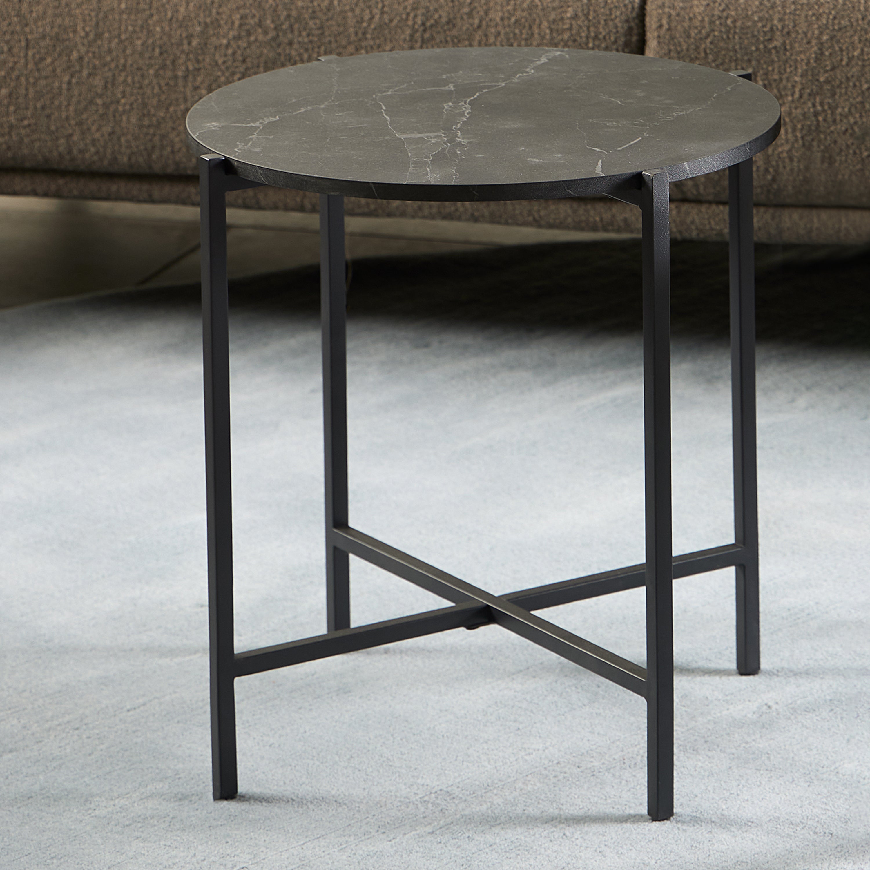 Lamoine Round Side Table in Matt Black – FTG, view 4