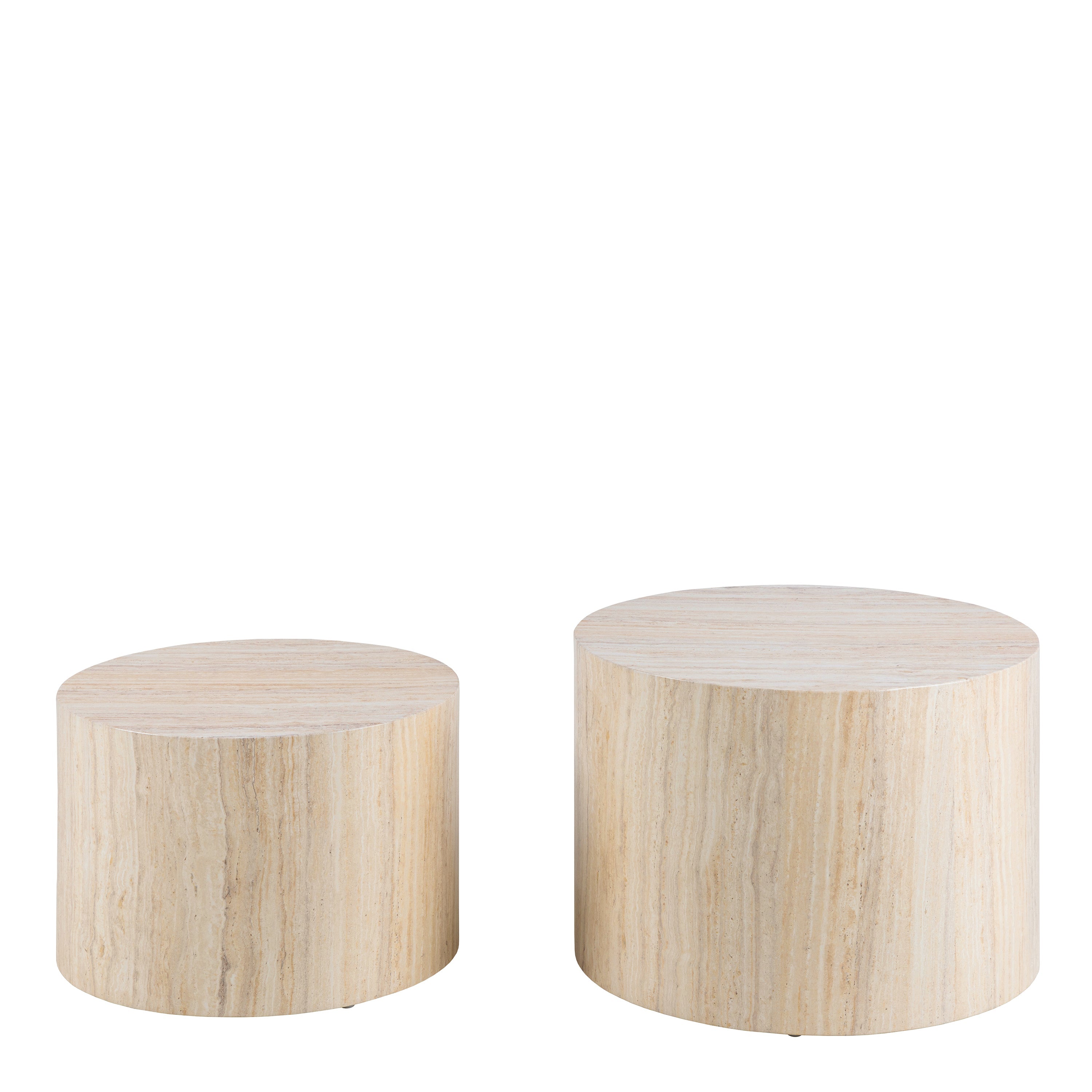 Dice Round Coffee Table Set in Light Travertine Effect – FTG, view 2