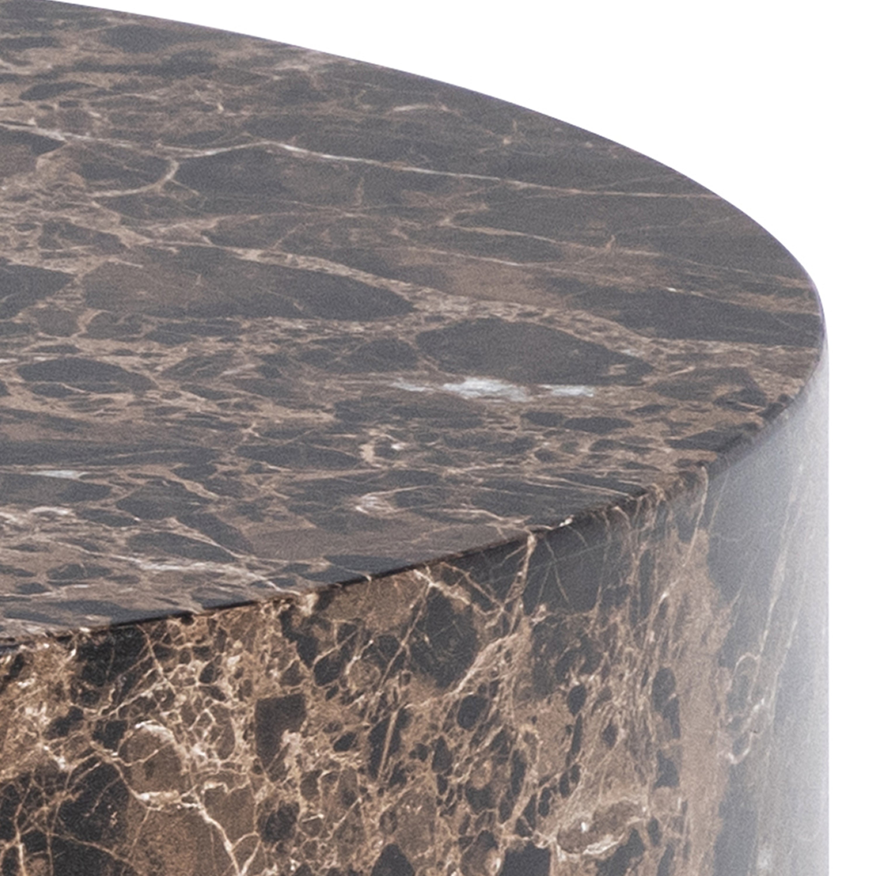 Dice Round Coffee Table Set of 2 in Brown Marble and Delhi Rough Paper – FTG, view 5