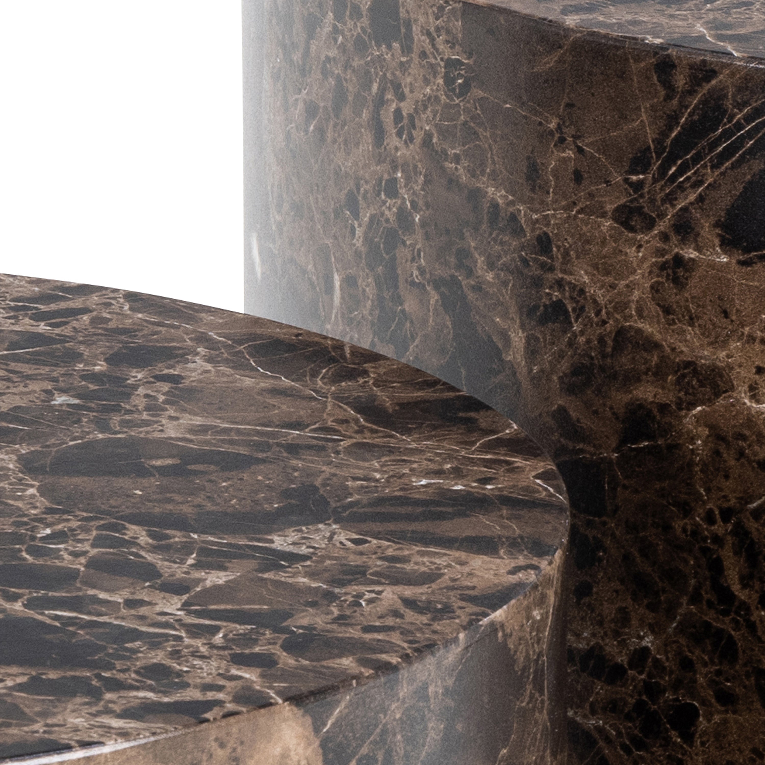 Dice Round Coffee Table Set of 2 in Brown Marble and Delhi Rough Paper – FTG, view 6