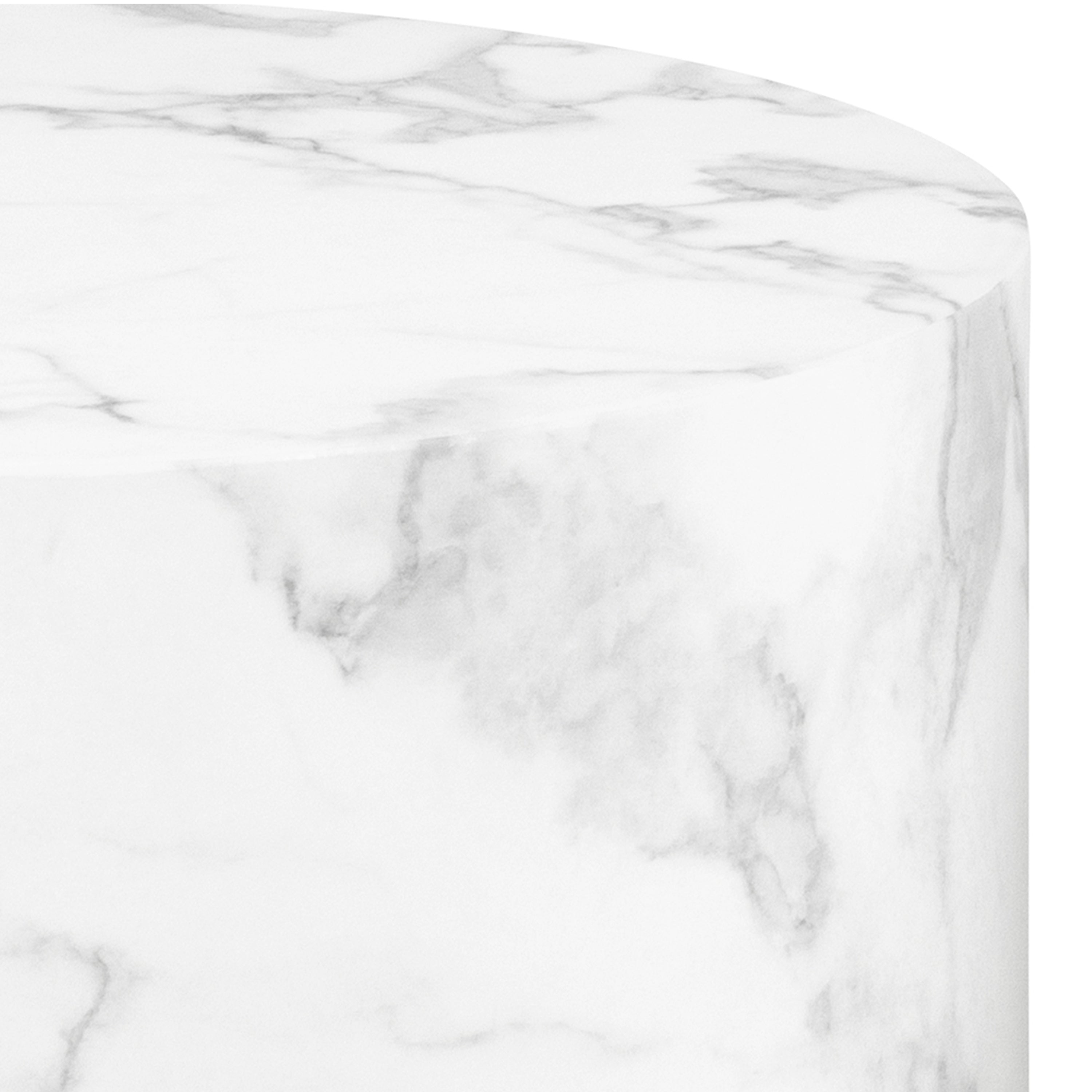 Dice Round Coffee Table Set of 2 in White Marble and Carrara Rough Paper – FTG, view 6