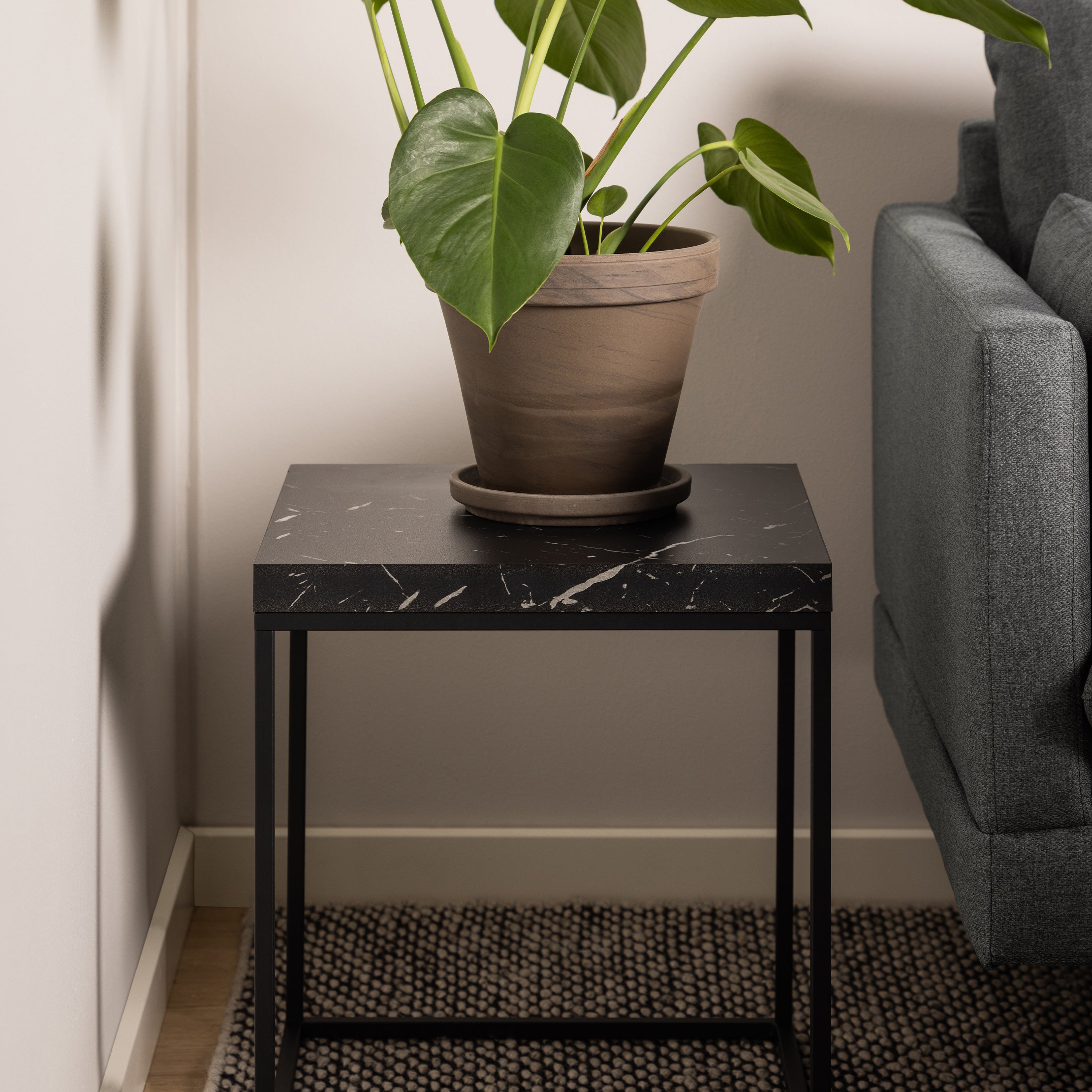 Barossa Coffee Table with Black Marble Marquina Top & Black Steel Base 40cm – FTG, view 4