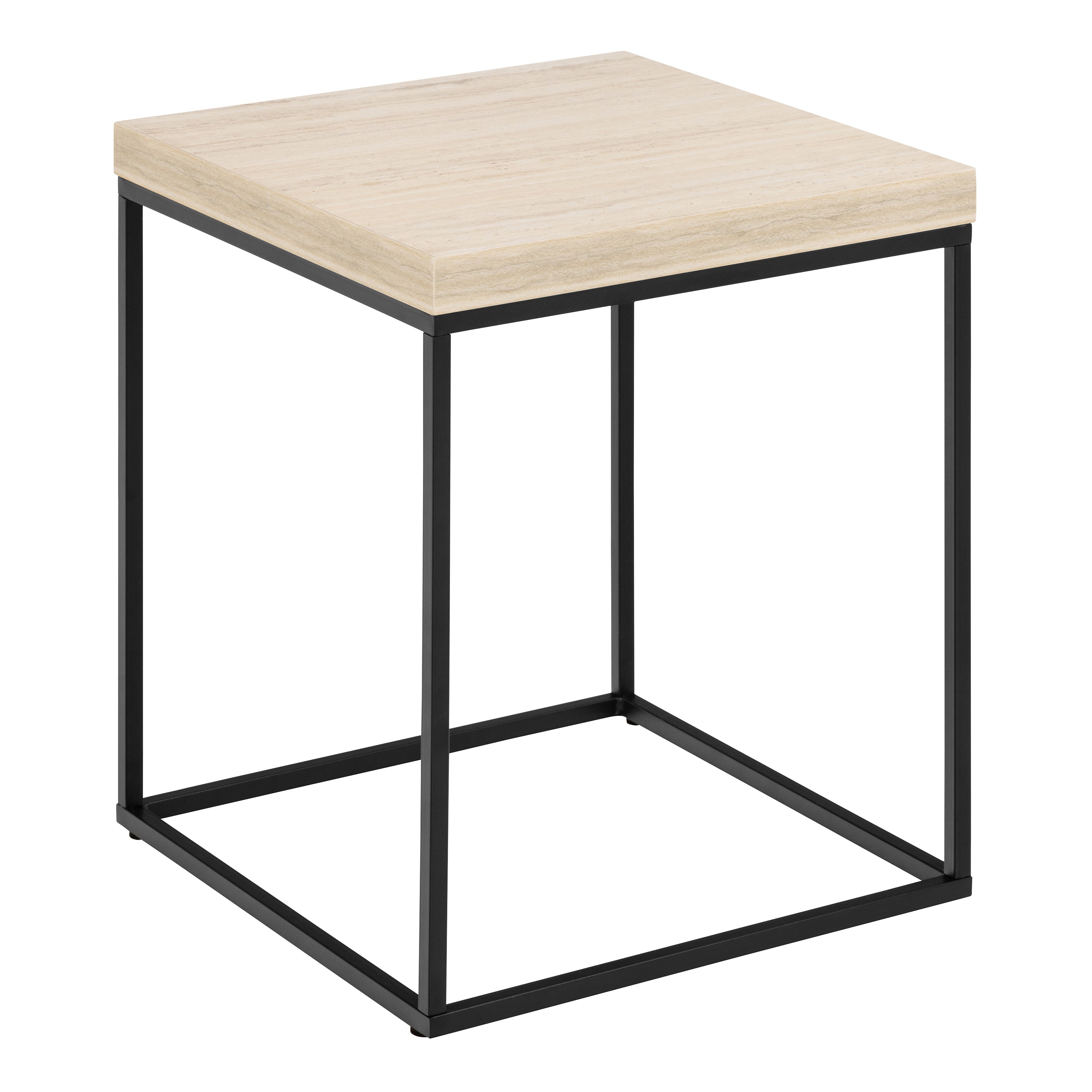 Barossa Coffee Table with Travertine Rough Paper Top & Black Powder Steel Base 40cm – FTG