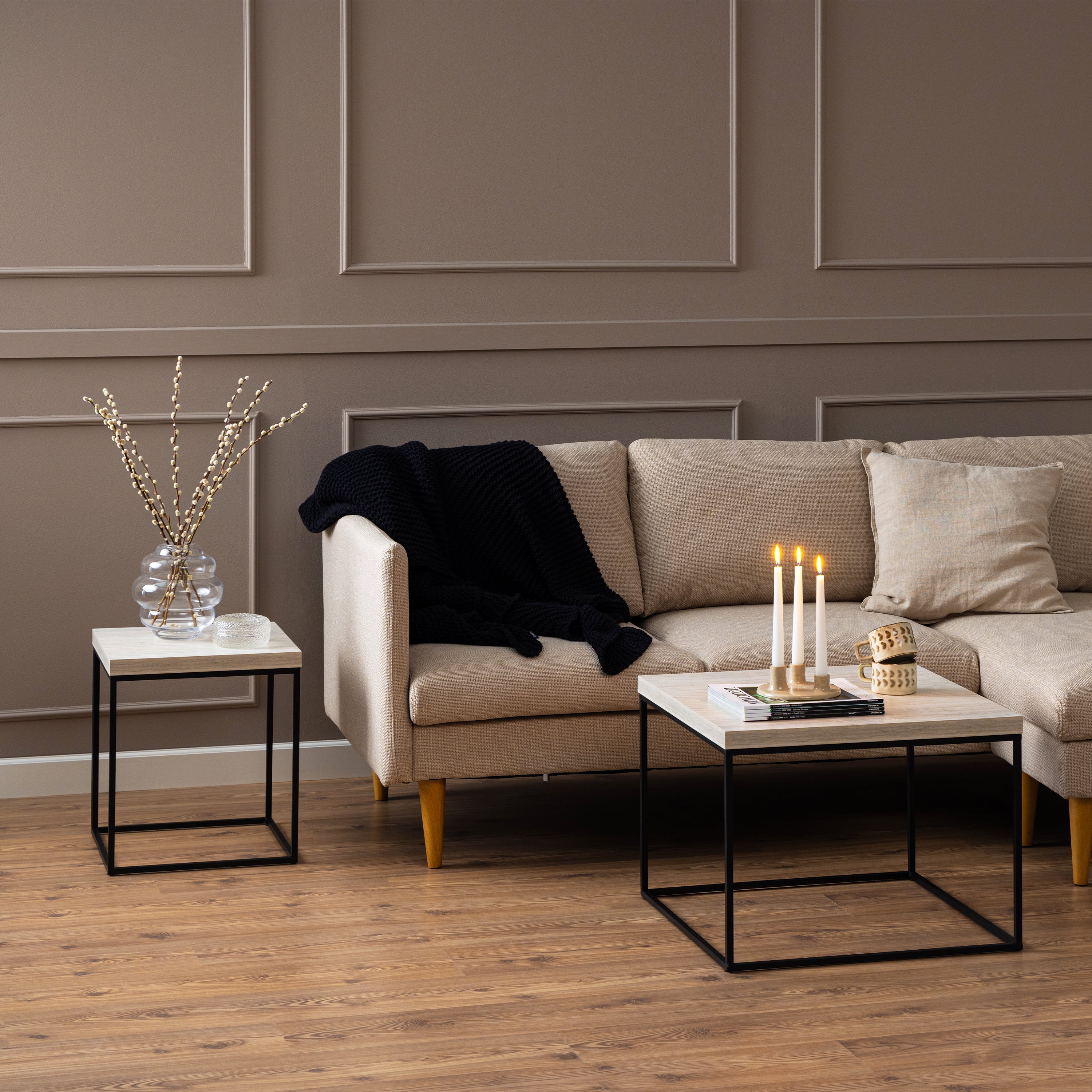Barossa Coffee Table with Travertine Rough Paper Top & Black Powder Steel Base 40cm – FTG, view 3