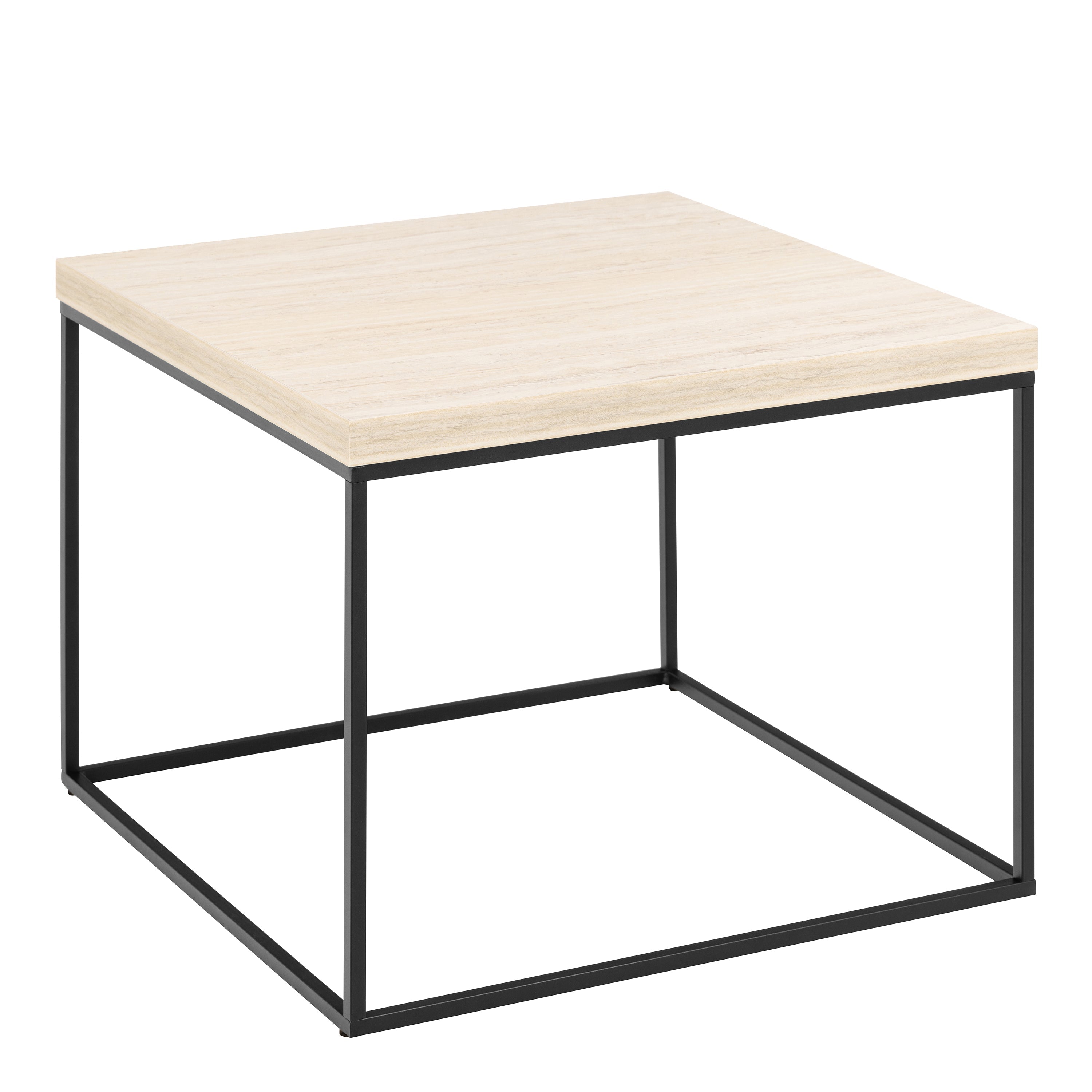 Barossa Coffee Table with Travertine Rough Paper Top & Black Powder Steel Base 60cm – FTG