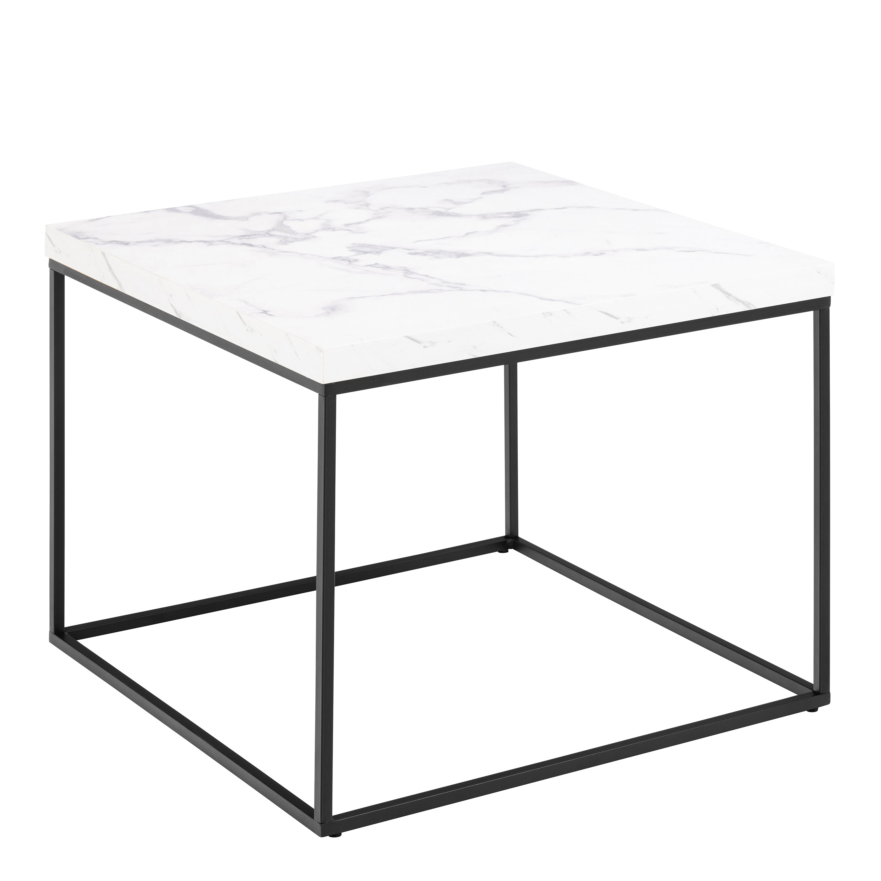 Barossa Coffee Table with White Marble Carrara Top & Black Steel Base 60cm – FTG