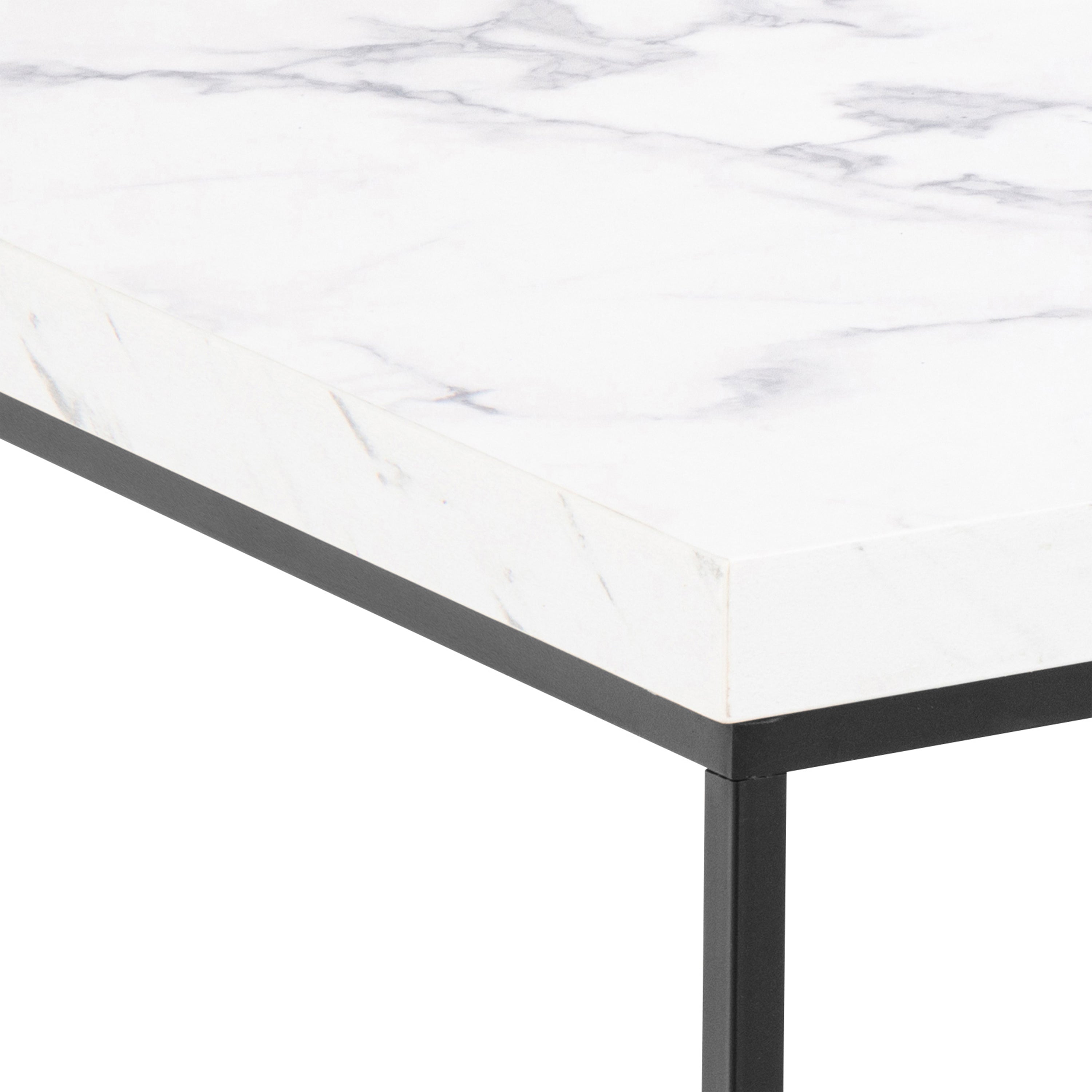 Barossa Coffee Table with White Marble Carrara Top & Black Steel Base 60cm – FTG, view 4