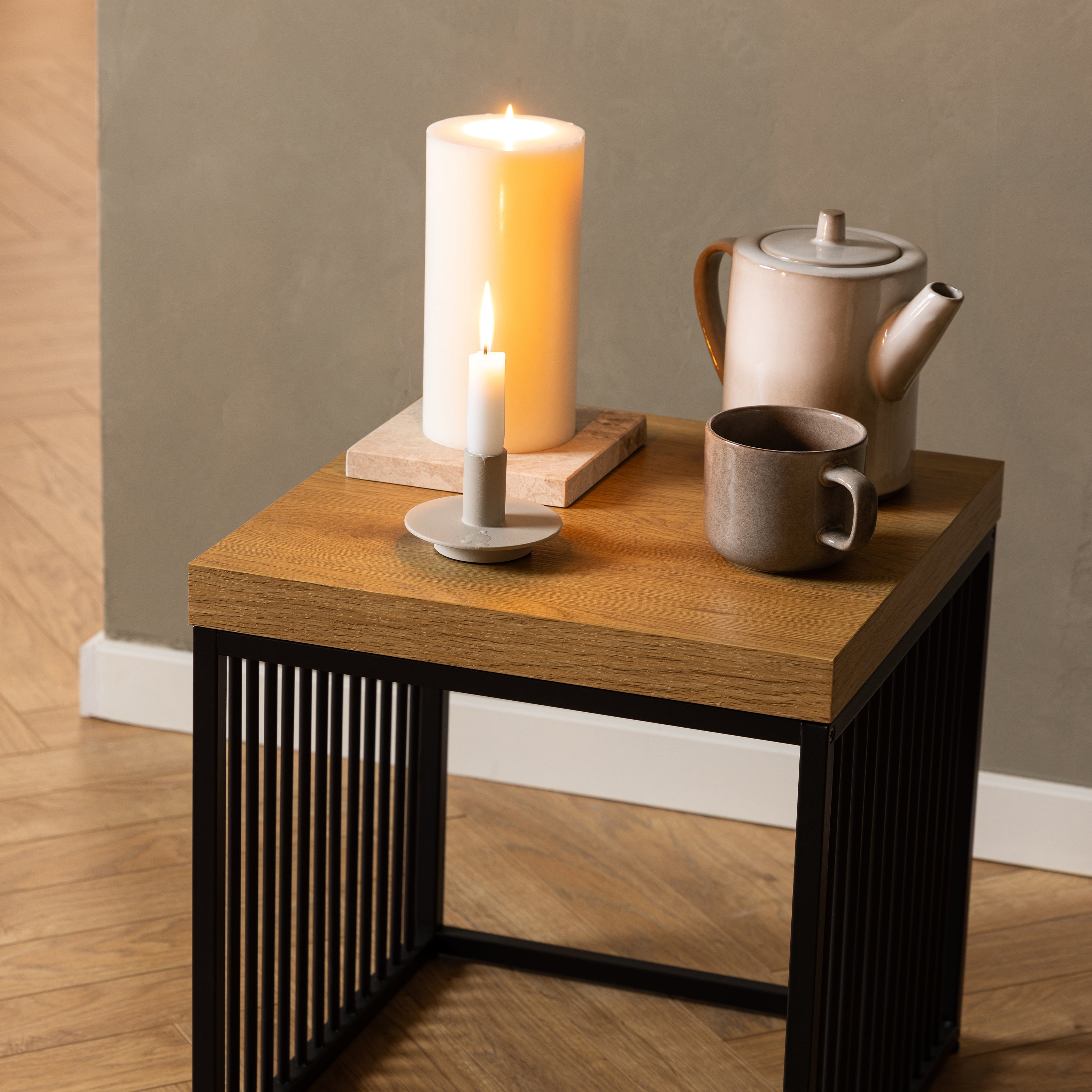 Strington Side Table in Black and Oak – FTG, view 5